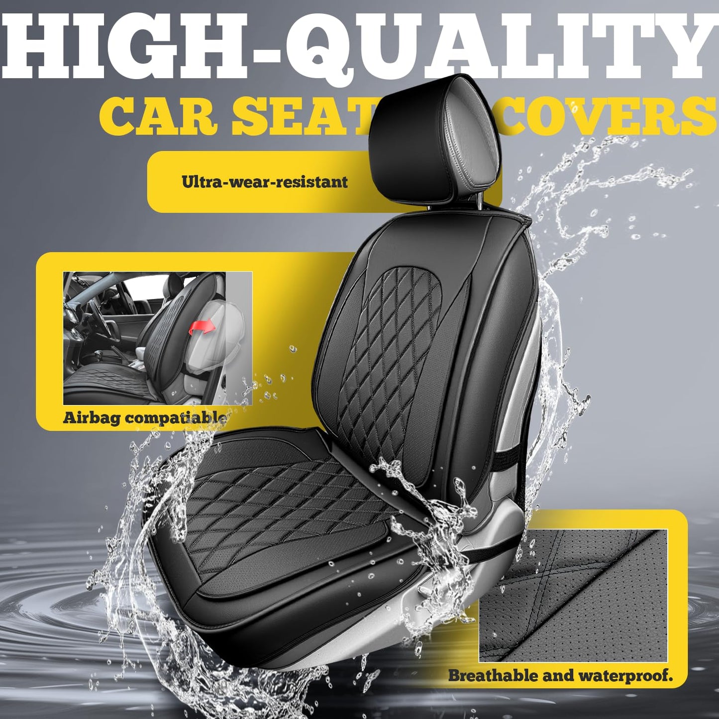 LINGVIDO Car Seat Covers – Premium Nappa Leather Full Set for Front & Rear Seats, Durable, Comfortable, Easy to Install, Fits Most Cars, Sedans, SUVs – Ideal for Commuters, Families & Road Trips