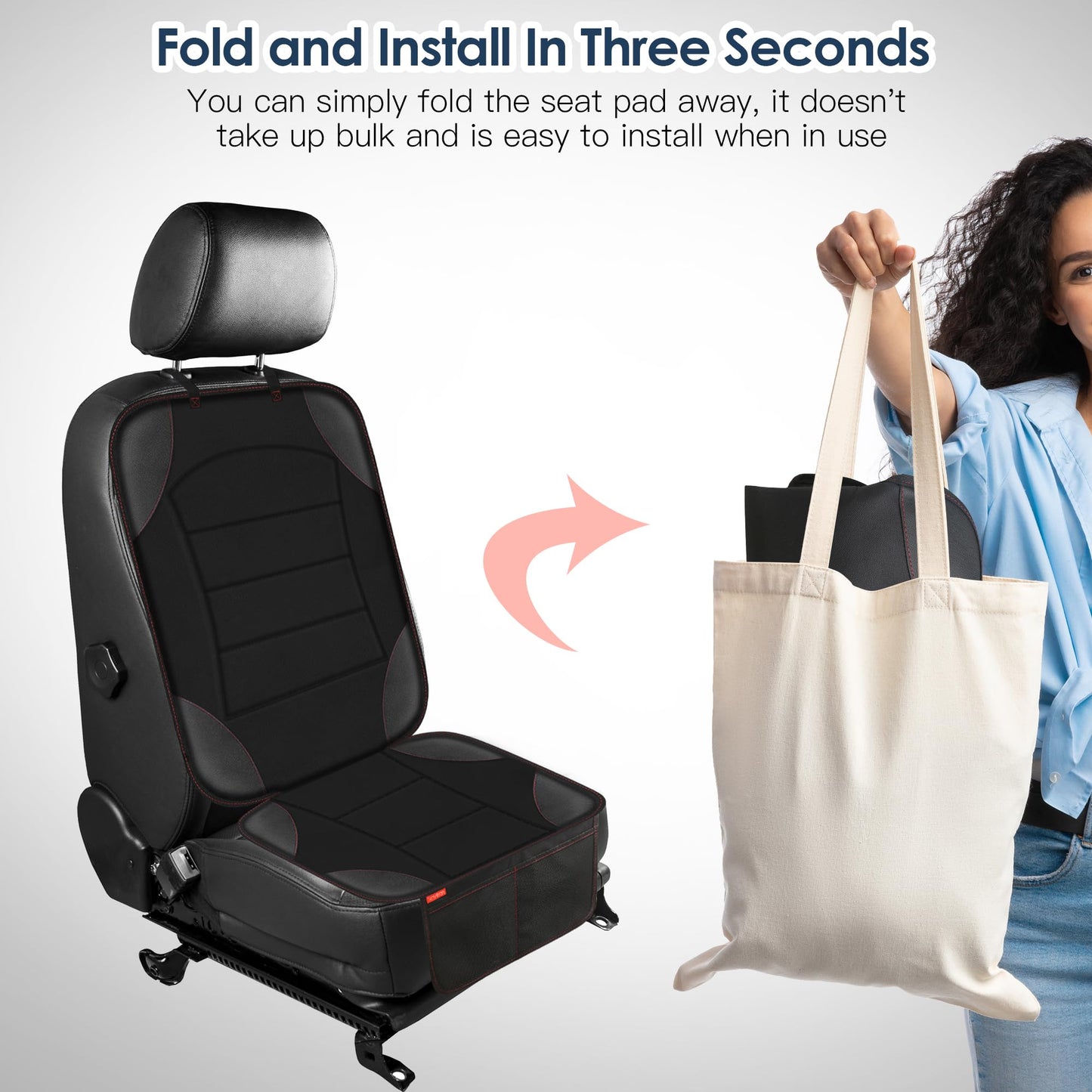 Sinvitron Car Seat Protector for Child Car Seat - Waterproof Non-Slip Leather Mat with 2 Mesh Pockets, Universal Seat Cover for Baby, Pets & Vehicles(2-Pack,Black)