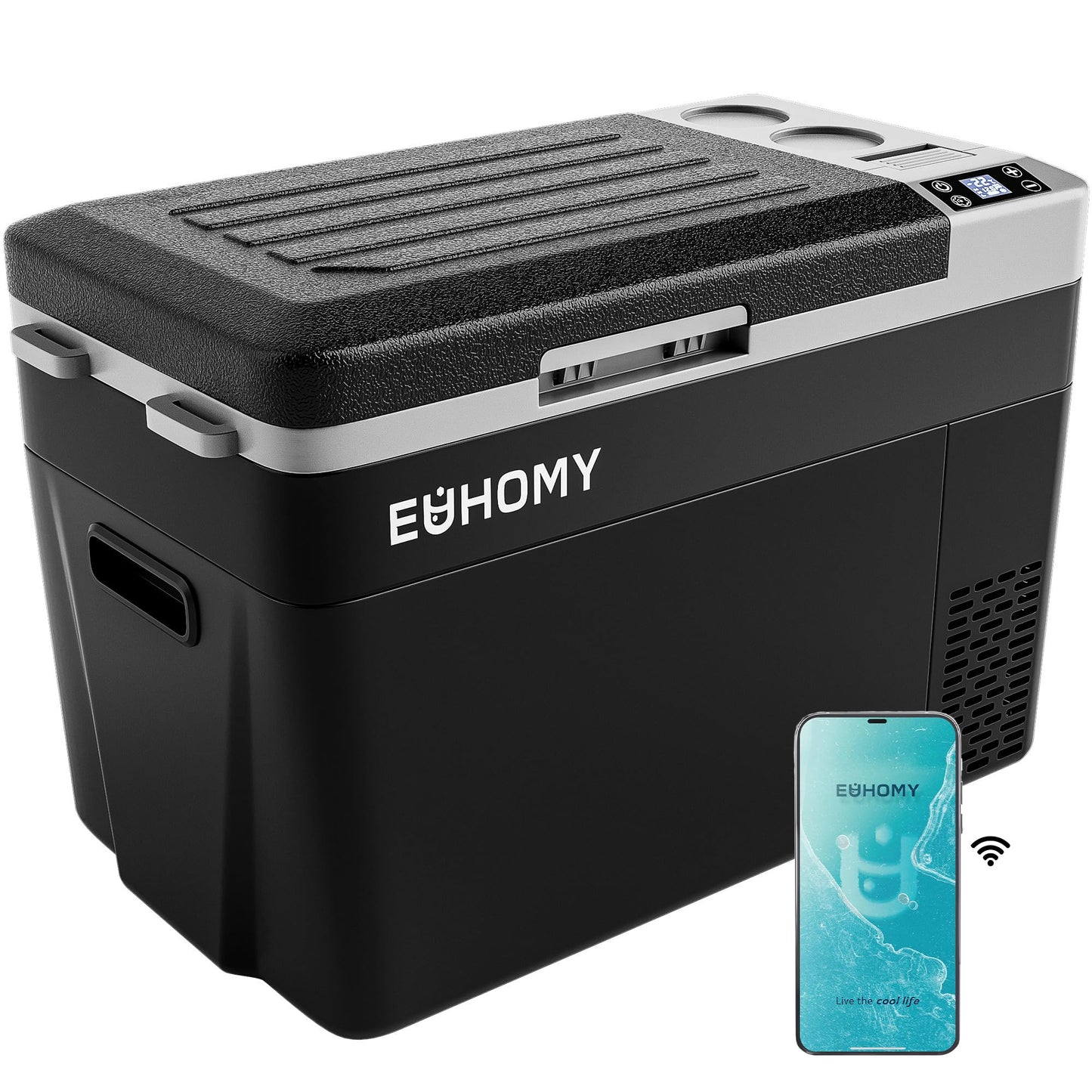 EUHOMY 12 Volt Refrigerator, 32QT(30L) Electric Cooler, Car Fridge APP Control, Car Refrigerator 12/24V DC 100-240V AC, Portable Freezer Usable Battery for Camping, Travel, Truck, Outdoor