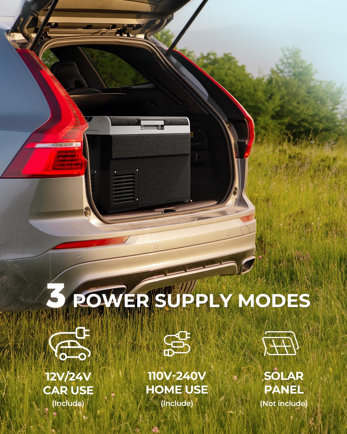 EKOJUCE 12 Volt Refrigerator, 53 Quart Electric Cooler, Car Fridge 12V/24V DC 100~240V AC, Portable Freezer -4℉~68℉, APP Control, Portable 12V Refrigerator Fridge for Truck, RV, Camping,Travel