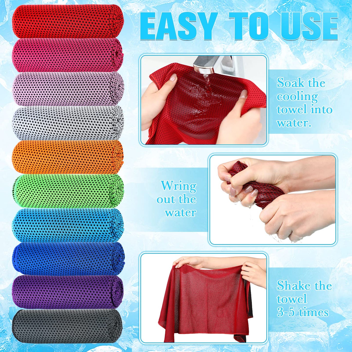 Maitys 800 Pcs Cooling Towel for Neck and Face, 32 x 12 Inch Microfiber Ice Towel for Hot Weather Chilly Breathable Sport Rags for Athletes Gym Yoga Running Camping Workout