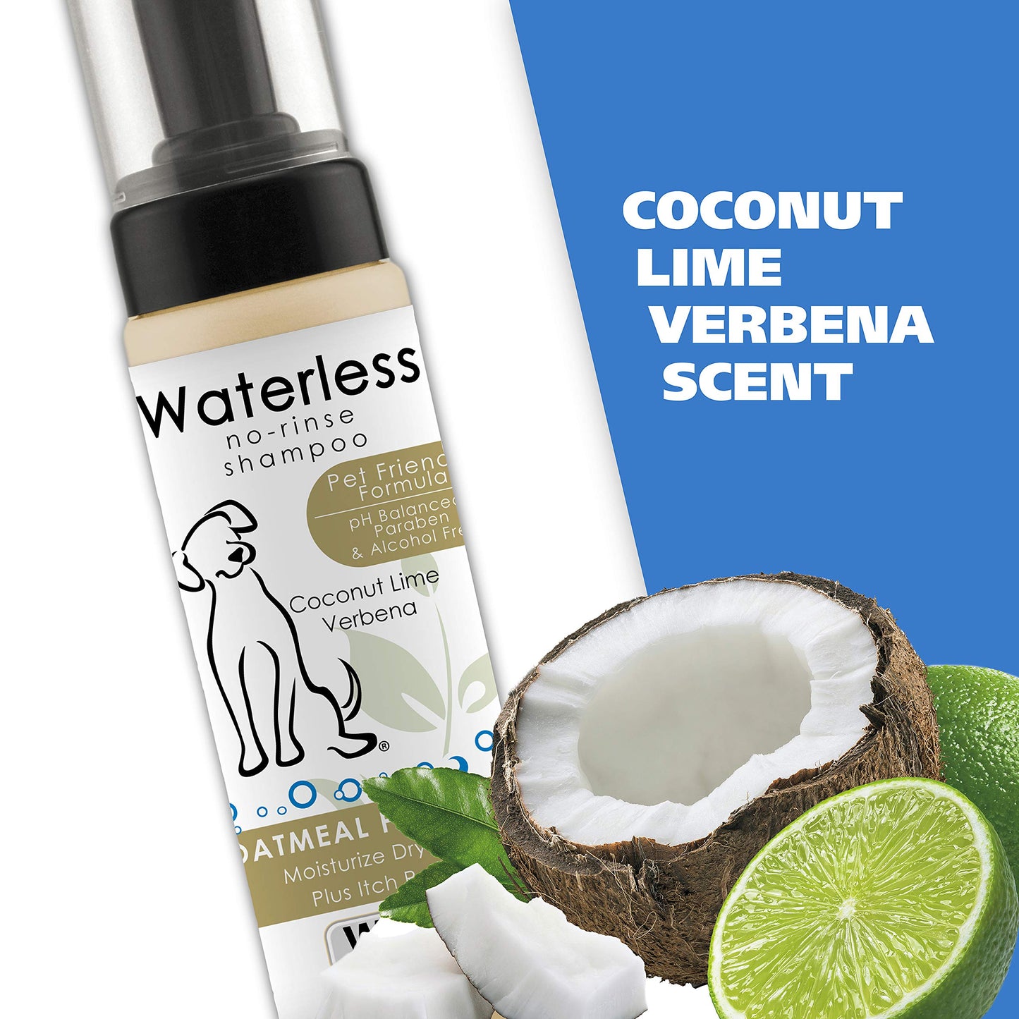 Wahl USA Pet Friendly Waterless No Rinse Shampoo for Animals - Coconut Lime Verbena Scent – Oatmeal Formula Cleans, Conditions, Detangles & Moisturizes Dogs Fur – 7.1 Oz - Model 820015A