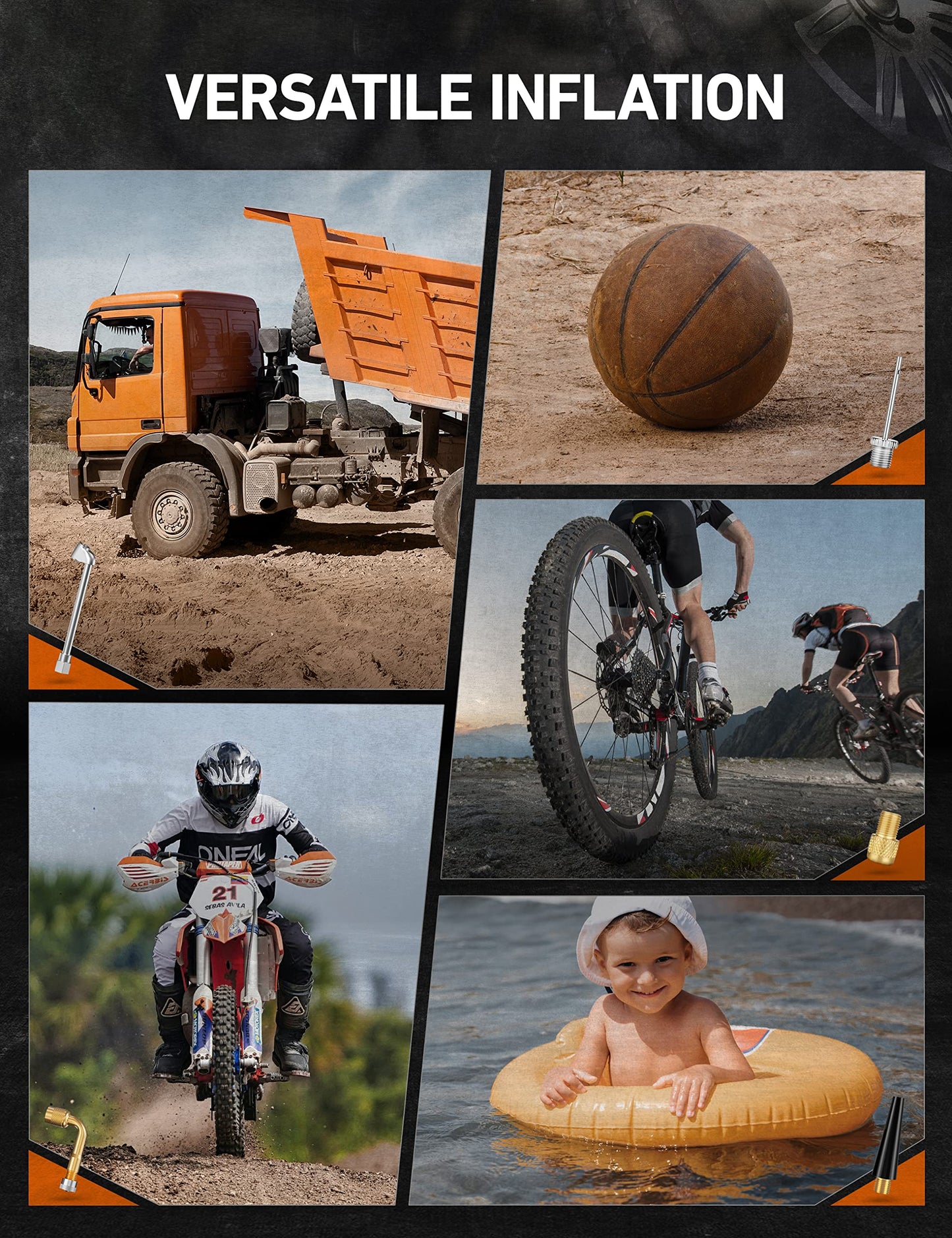 AstroAI 2025 Upgraded Tire Inflator with Pressure Gauge 230PSI - ANSI B40.1 Accurate, Large 2.6" Easy Read Glow Dial, Extra Long Rubber Hose with 360° Air Chuck, Compatible with Cars/Trucks/RV