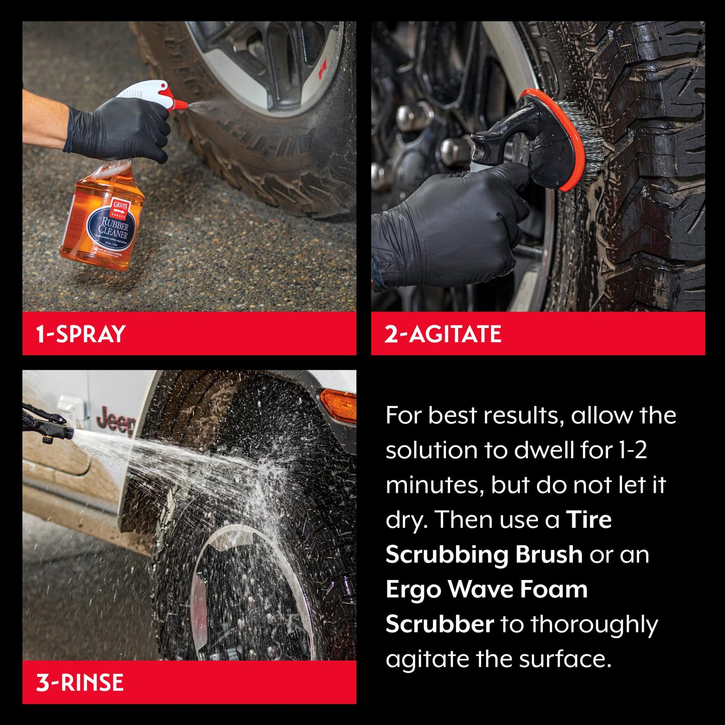 Griot's Garage Rubber Cleaner for Car Cleaning and Detailing, Works on Tires, Trims, and Moldings 11136, 35oz