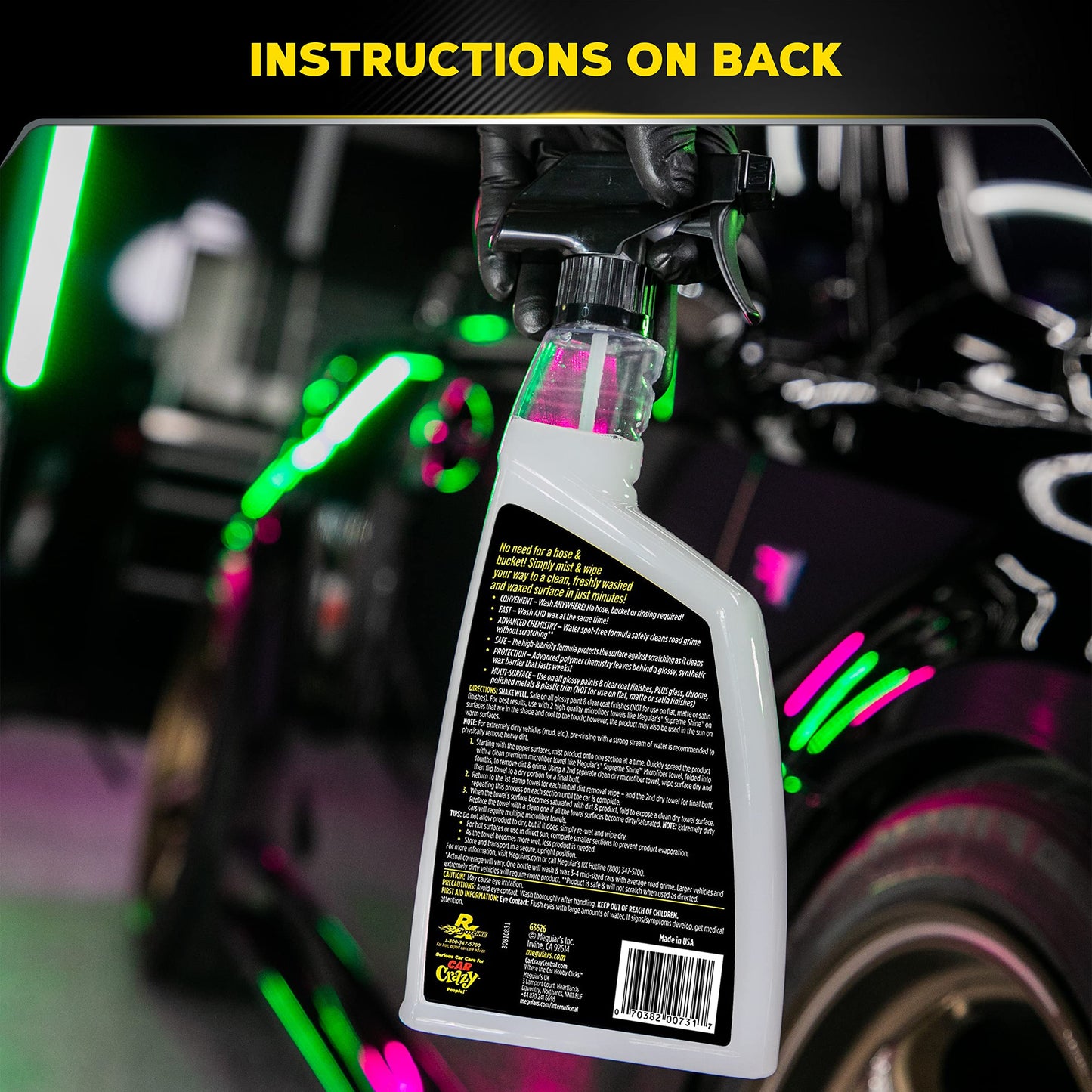 Meguiar's Ultimate Waterless Wash & Wax, Scratch-Free Waterless Car Cleaning Spray That Makes Detailing Quick and Easy, 2-in-1 Cleaner and Protection to Help Your Ride Shine, 26 Oz