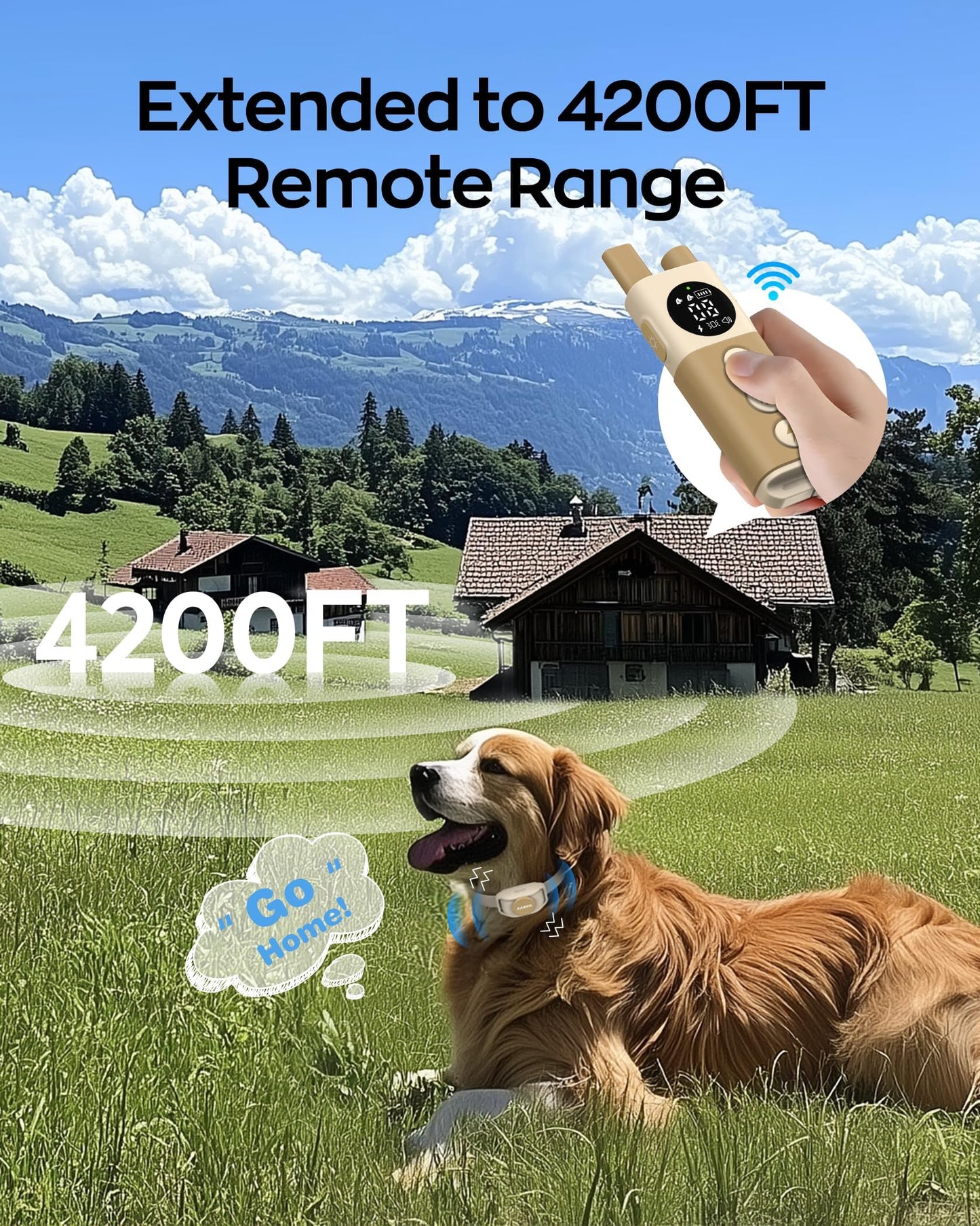 Jugbow Dog Training Collar - 4200FT Remote Dog Collar with 3 Training Modes, Electric Collar with LED Light & IPX8-Waterproof, Rechargeable E-Collar for Small Medium Large Dogs (Beige)