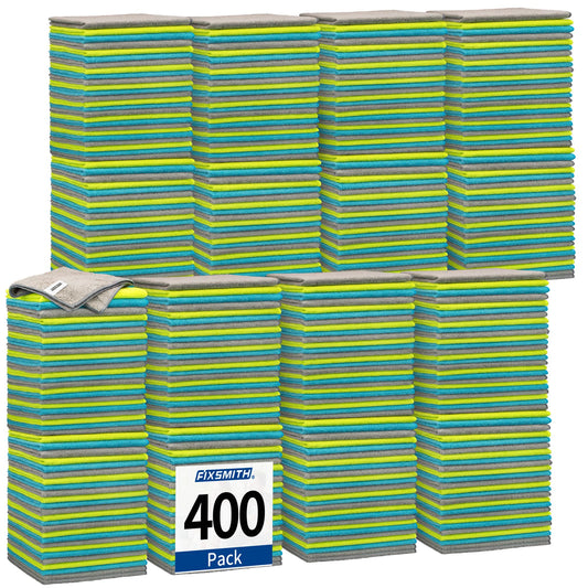 FIXSMITH Shop Towels-400 Pack, Multi-Functional Shop Rags, 12 x 16 in Microfiber Cleaning Cloth, Highly Absorbent Cleaning Rags, Cleaning Towels for Car Kitchen Home Office