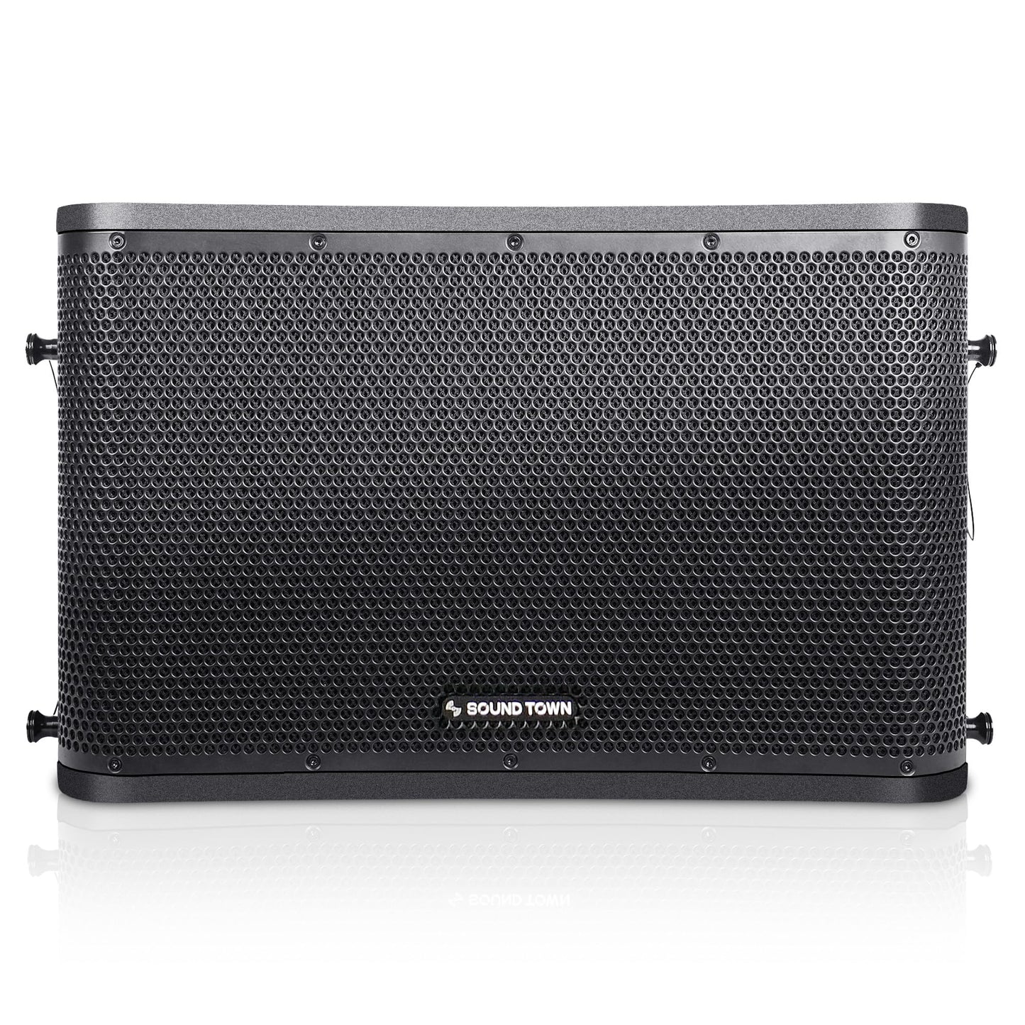 Sound Town ZETHUS Pair of 12” Powered 2-Way Line Array Loudspeaker System with Two Titanium Compression Drivers, Onboard DSP, for Live Sound, Club, Bar, Restaurant, and School, Black (ZS-112BPW-PAIR)