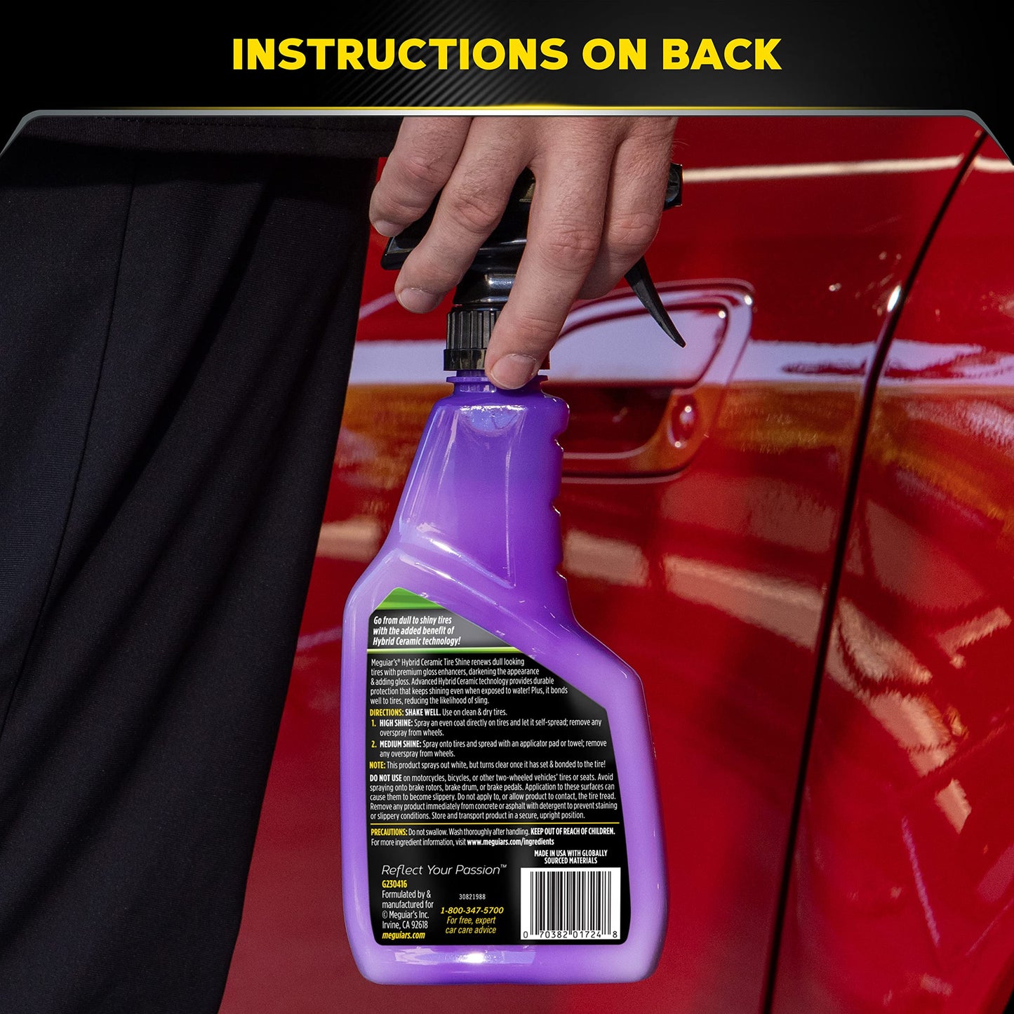 Meguiar's Hybrid Ceramic Tire Shine - Long-Lasting Shine That's Durable & Water-Resistant Hybrid Ceramic Technology - 16 Oz Spray