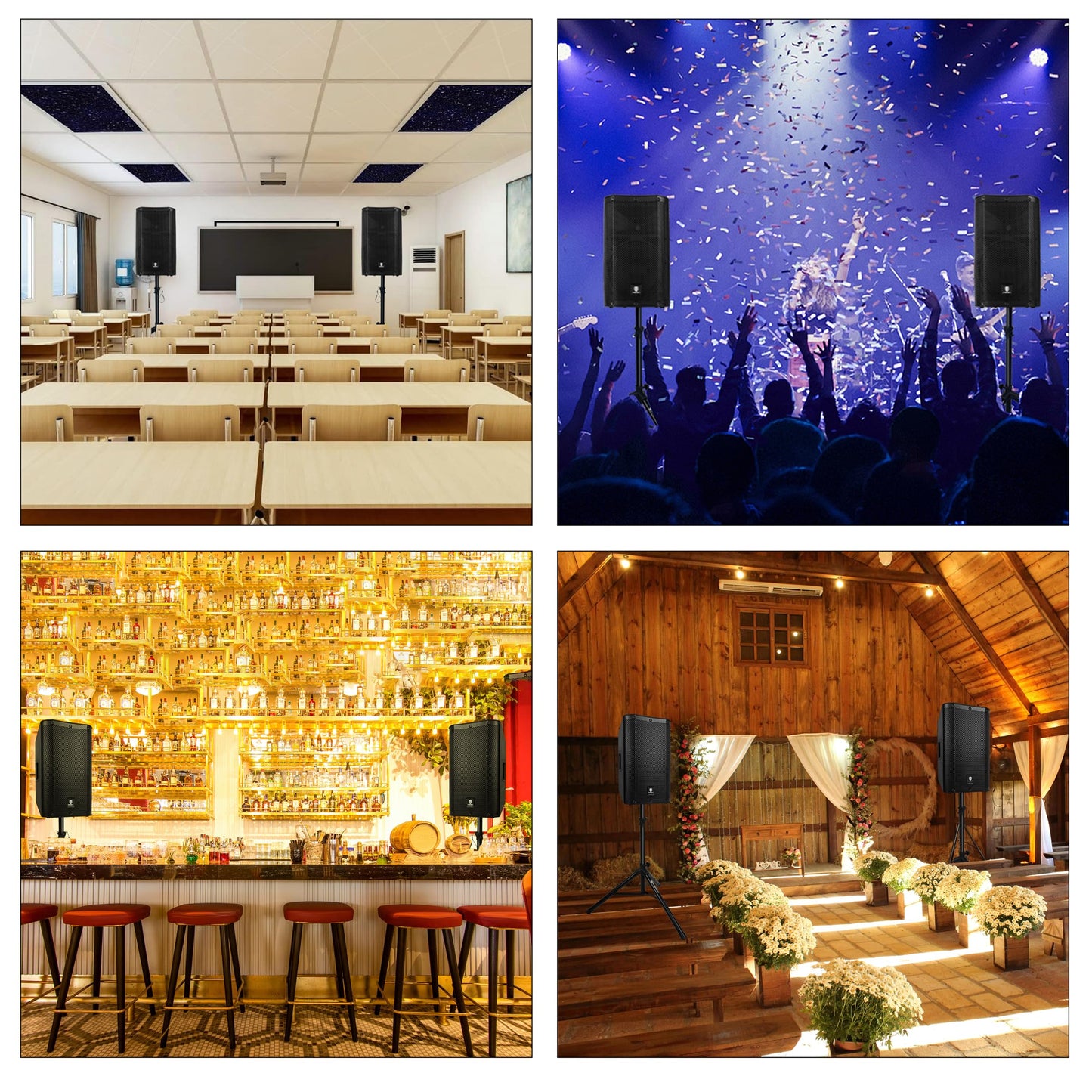 PRORECK DELTA 10 1800W Bluetooth PA Speaker System with 4-Channel Powered Mixer, 2 10-Inch Passive Speakers, Stands, Reverb Effects, and 15V Phantom Power. Perfect for DJs, Bands, Karaoke, Live Events