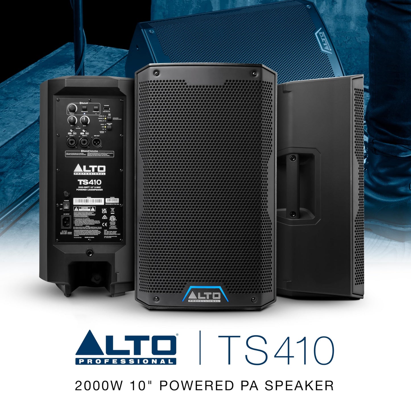 ALTO TS410 2000W 10" Powered PA Speaker with 3 Channel Mixer, Bluetooth Streaming, Wireless Loudspeaker Linking, DSP App