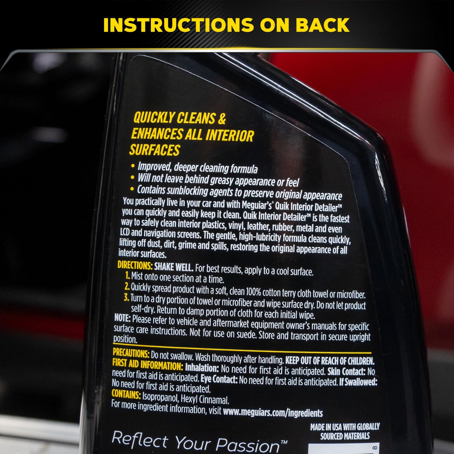 Meguiar's Quik Interior Detailer Cleaner - 24 Oz Spray Bottle