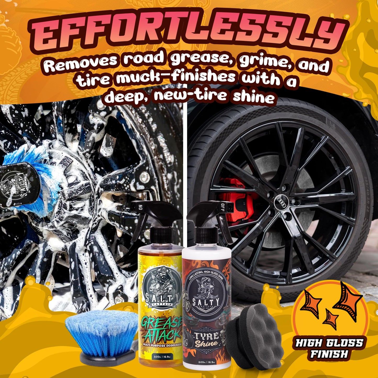 Salty Captain Mega 20-Piece DIY 4WD Cleaning Kit – All-in-One Car Detailing Kit with 2x Buckets, Towels, Brushes & 6x Cleaning Fluids – Foam Blaster compatible with Garden Hose – Premium Quality