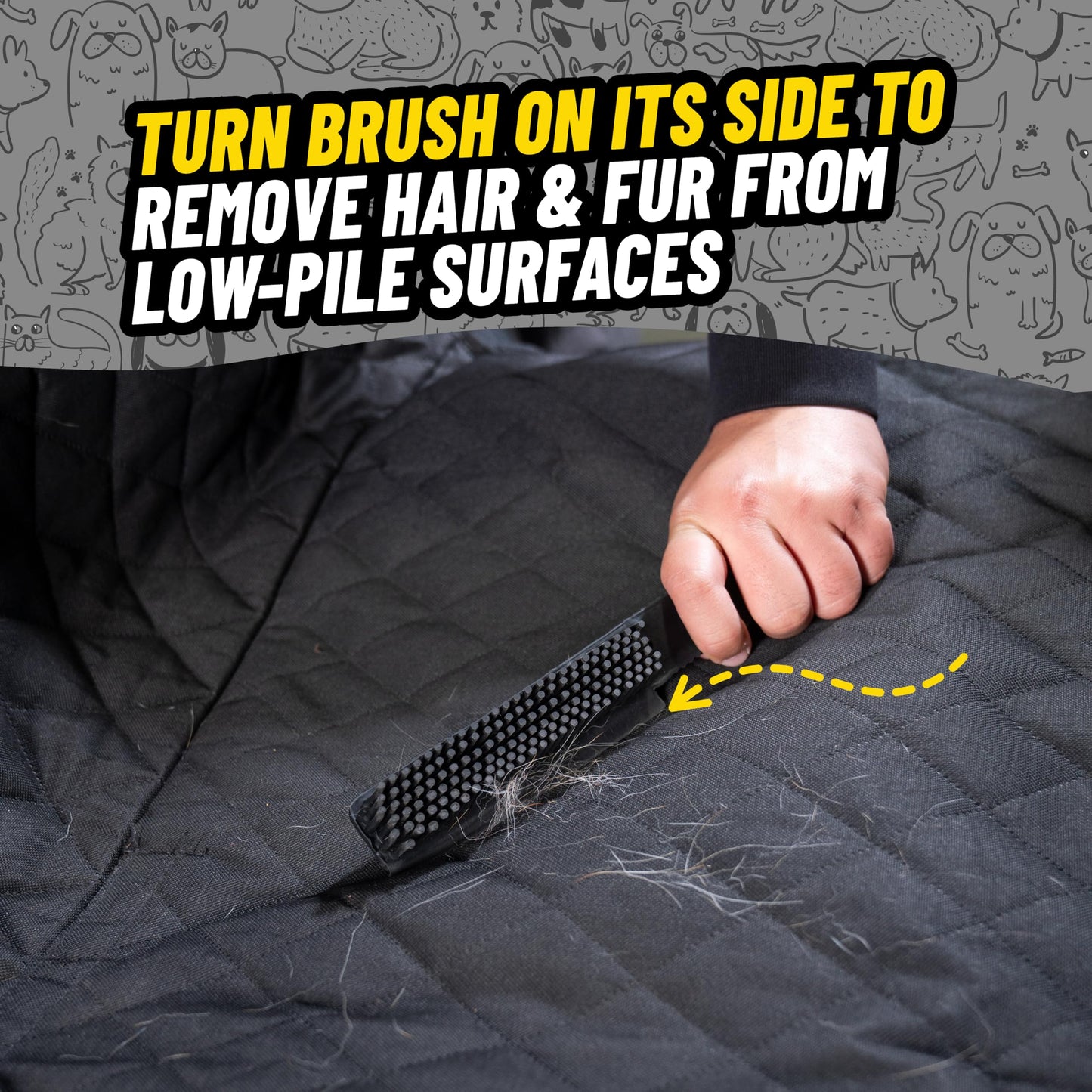 Chemical Guys ACC_S06 Professional Rubber Pet Hair Removal Brush, (Great for Cars, Trucks, SUVs, RVs, On-The-Go, Home, Furniture, & More) Black