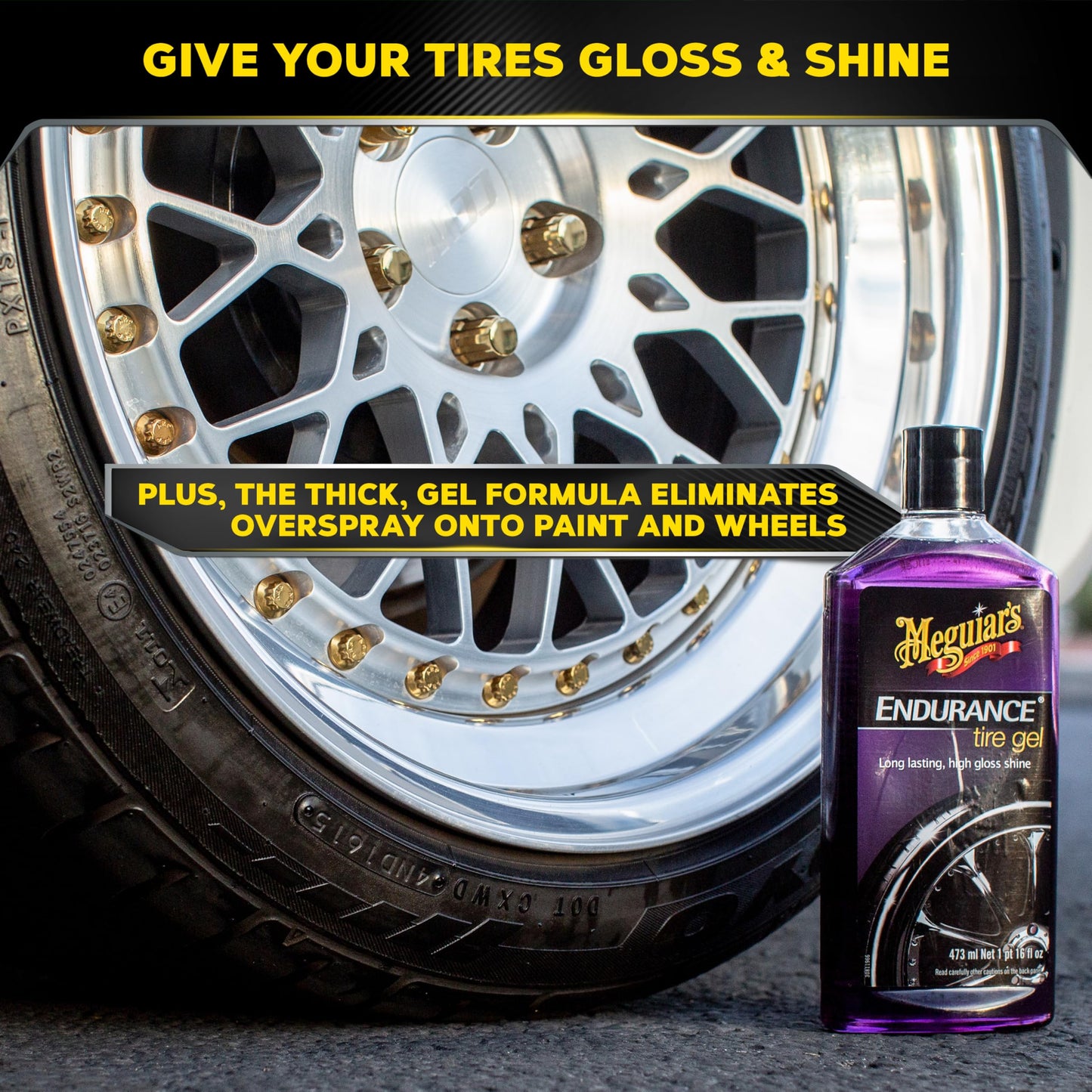 Meguiar's G7516 Endurance Tire Gel, Premium Tire Gel for a Lasting Glossy Shine - 16 Oz Bottle, PURPLE