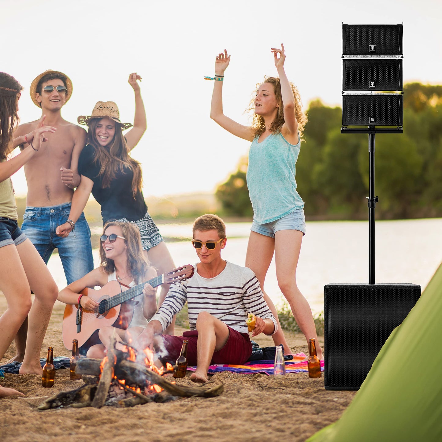 PRORECK Club 8000 18-inch 8000W P.M.P.O Stereo DJ/Powered PA Speaker System Combo Set 6 Line Array Speakers and Two 18 inch Subwoofers with Bluetooth/USB Drive Read/SD Card/Remote Control