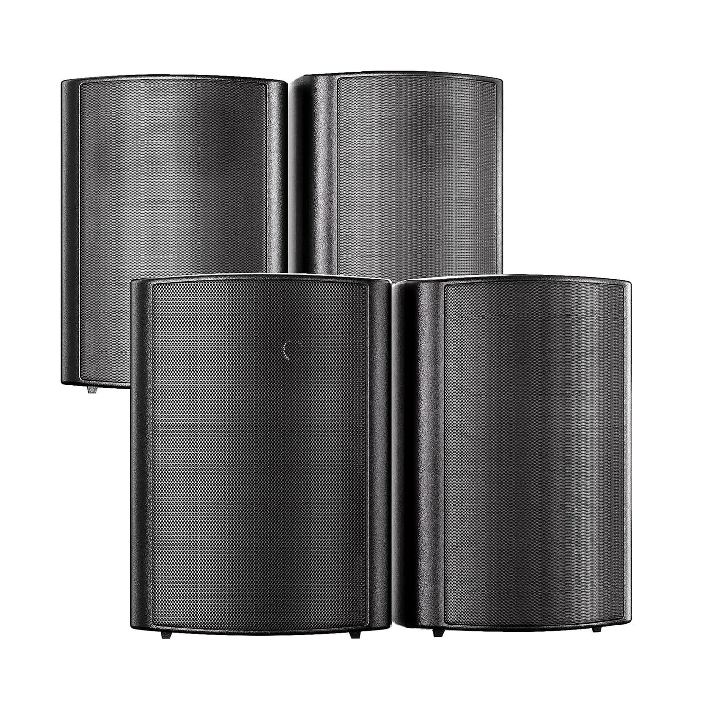 STUDIOFINIX 800W 6.5 Inch Outdoor Bluetooth Speakers Waterproof Wired with Multifunctional Amplifier Wall Mount Weatherproof Loudspeaker System for Patio Garden Poolside Home(4 Speakers,Black)