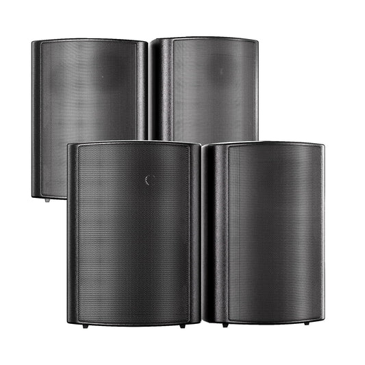 STUDIOFINIX 800W 6.5 Inch Outdoor Bluetooth Speakers Waterproof Wired with Multifunctional Amplifier Wall Mount Weatherproof Loudspeaker System for Patio Garden Poolside Home(4 Speakers,Black)