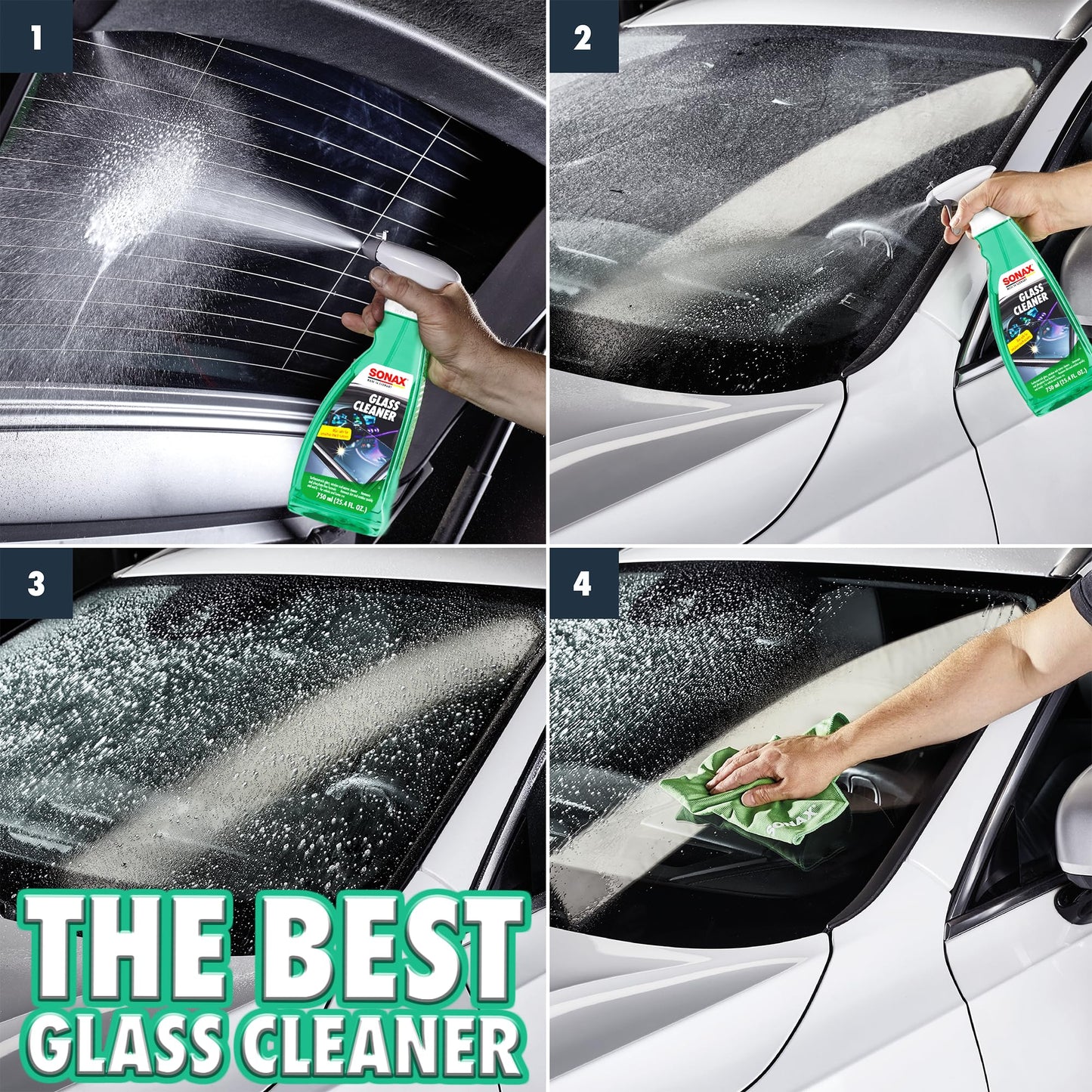 SONAX Glass Cleaner | Powerful Streak Free Formula for Crystal Clear Windows and Mirrors | Easily Removes Dirt Grease and Grime | Safe for Automotive and Household Use | 338600 | 10L