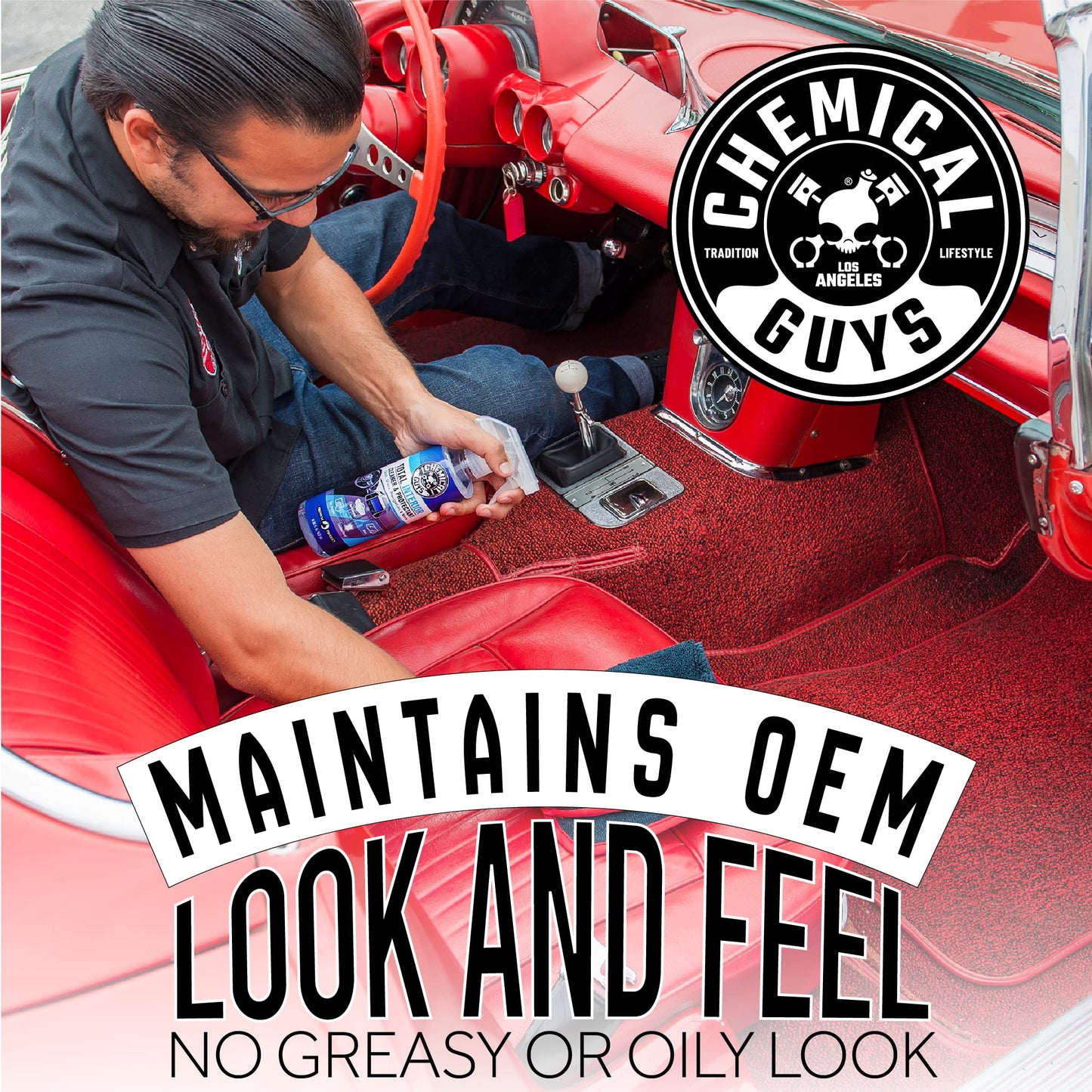 Chemical Guys Total Interior Cleaner & Protectant, Cleans & Protects Leather, Vinyl, Plastic, Rubber & Glass Streak-Free Finish for Cars, Trucks, SUVs, RVs & More - 16 oz