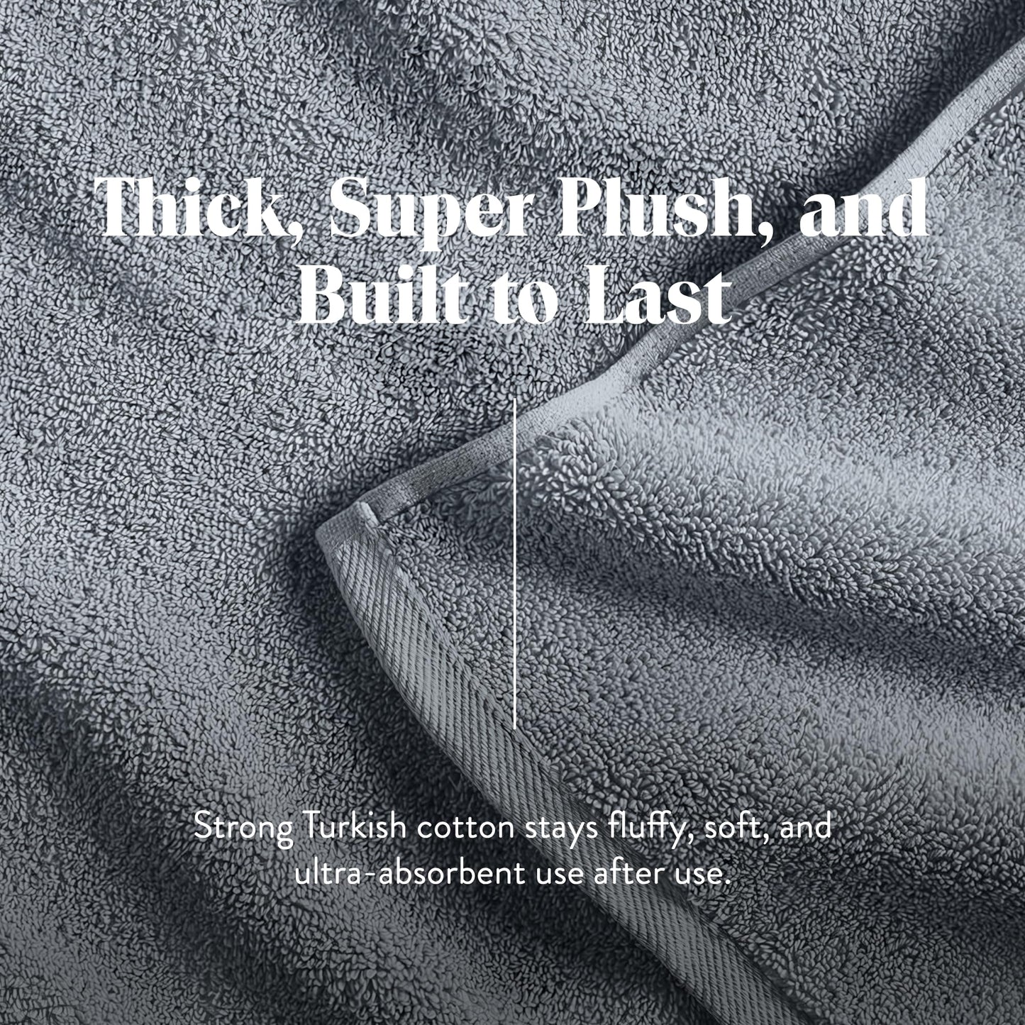 Brooklinen Super-Plush Turkish Cotton Bath Towel Set - Includes 4 Bath Towels Cotton, 820 GSM, Highly Absorbent, Machine Washable, Perfect for Home & Bathroom (Smoke Grey)