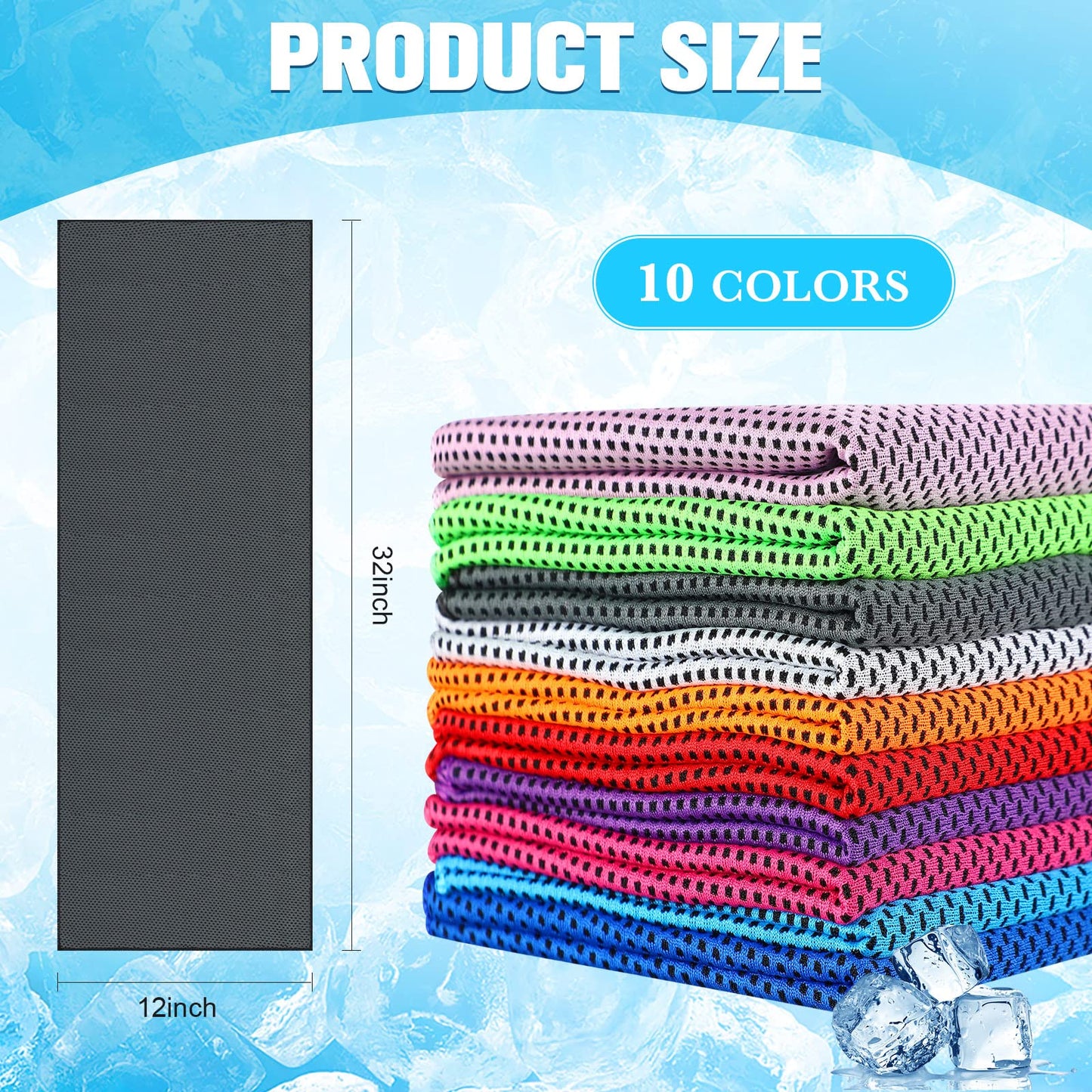 Maitys 800 Pcs Cooling Towel for Neck and Face, 32 x 12 Inch Microfiber Ice Towel for Hot Weather Chilly Breathable Sport Rags for Athletes Gym Yoga Running Camping Workout
