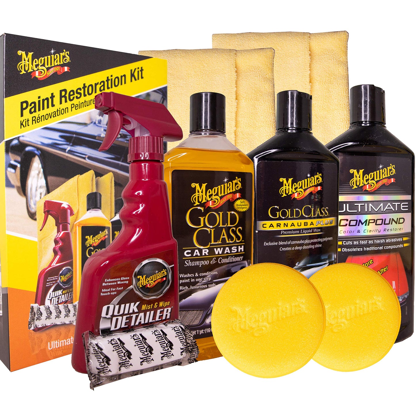 Meguiar's Brilliant Solutions Paint Restoration Kit - Perfect for Reviving Old and Tired Paint Gift Set | Complete Car Wash, Clay, Compound and Wax Set