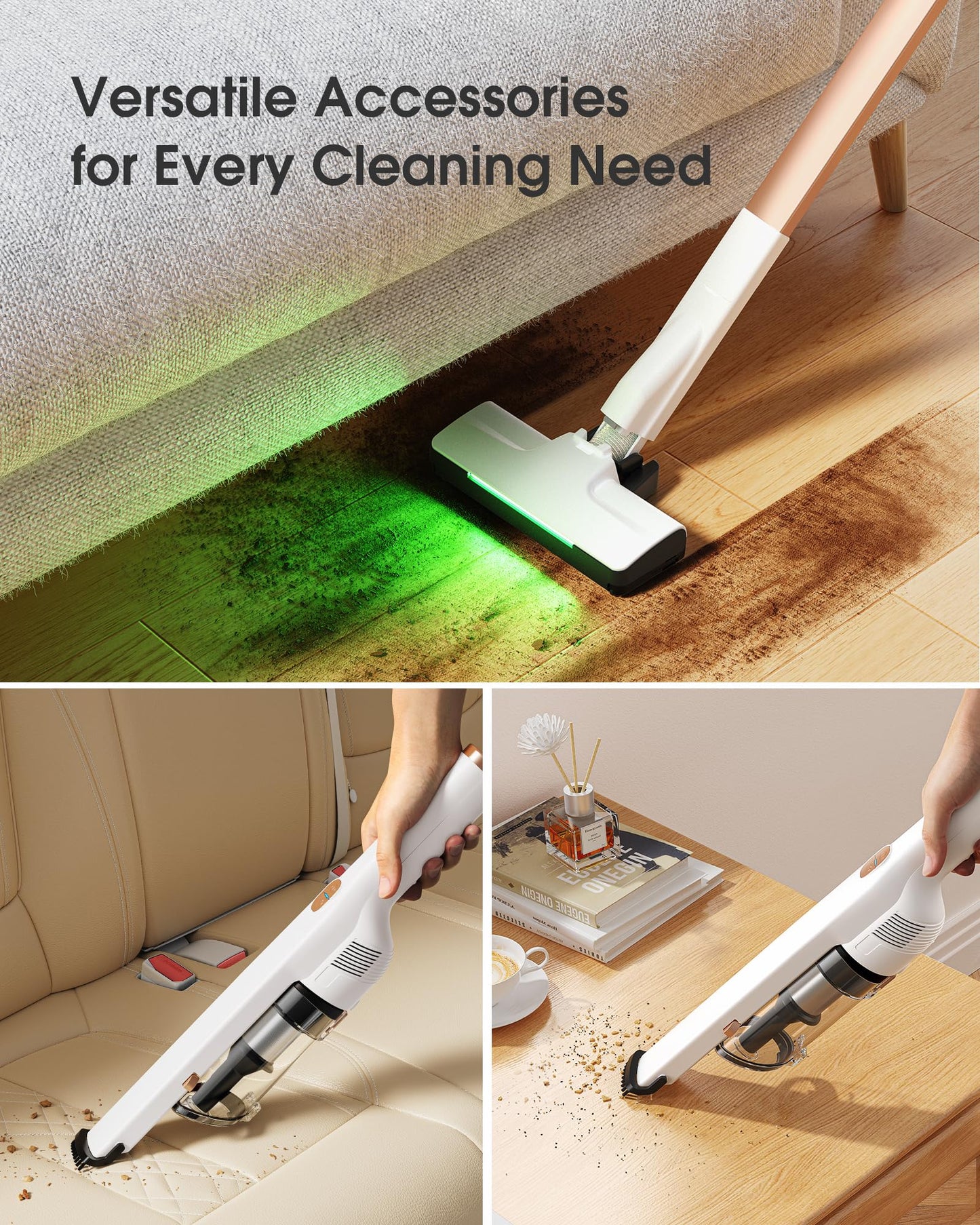 welsauber Handheld Vacuum Cleaner,2-in-1 Lightweight Stick Vacuum,Cordless Car Vacuum with Detachable Dust Box for Home, Office, Car.