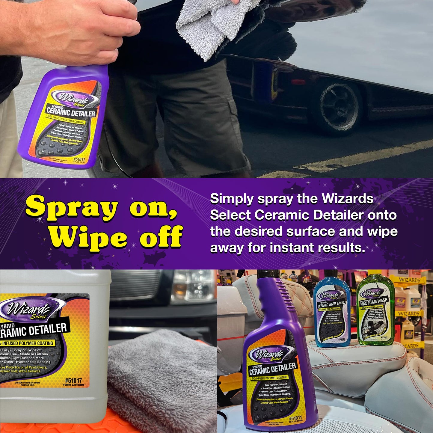 Wizards Select Hybrid Quick Ceramic Detailer - 1 Gallon - SiO2 Infused Polymer Coating & Ceramic Spray Wax to Protect Paint, Ceramic Coat, Wax & Sealants