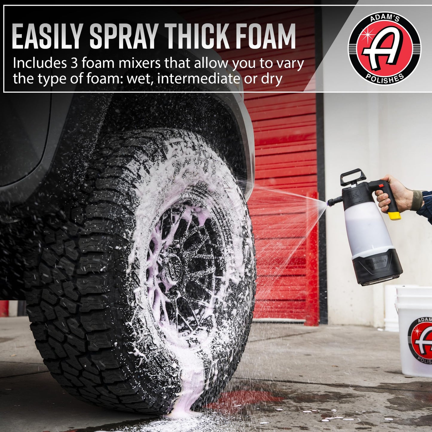 Adams x Ik eFoam Pro 2 - Electric Foam Sprayer for Car Wash, Auto Detailing, Wheel & Tire Cleaning - Hoseless & Pump Free Cleaner for Cars, Trucks, RV & Motorcycles