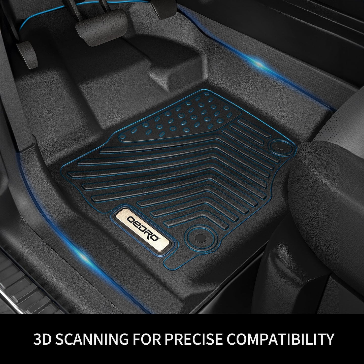 OEDRO Floor Mats & Cargo Mat Fit for Chrysler Pacifica 2017-2025 (No Hybrid Models), Fit 7 and 8 Passenger Model, Fit 2020-2025 Voyager Custom All-Weather Protection Full Set TPE Floor Liners