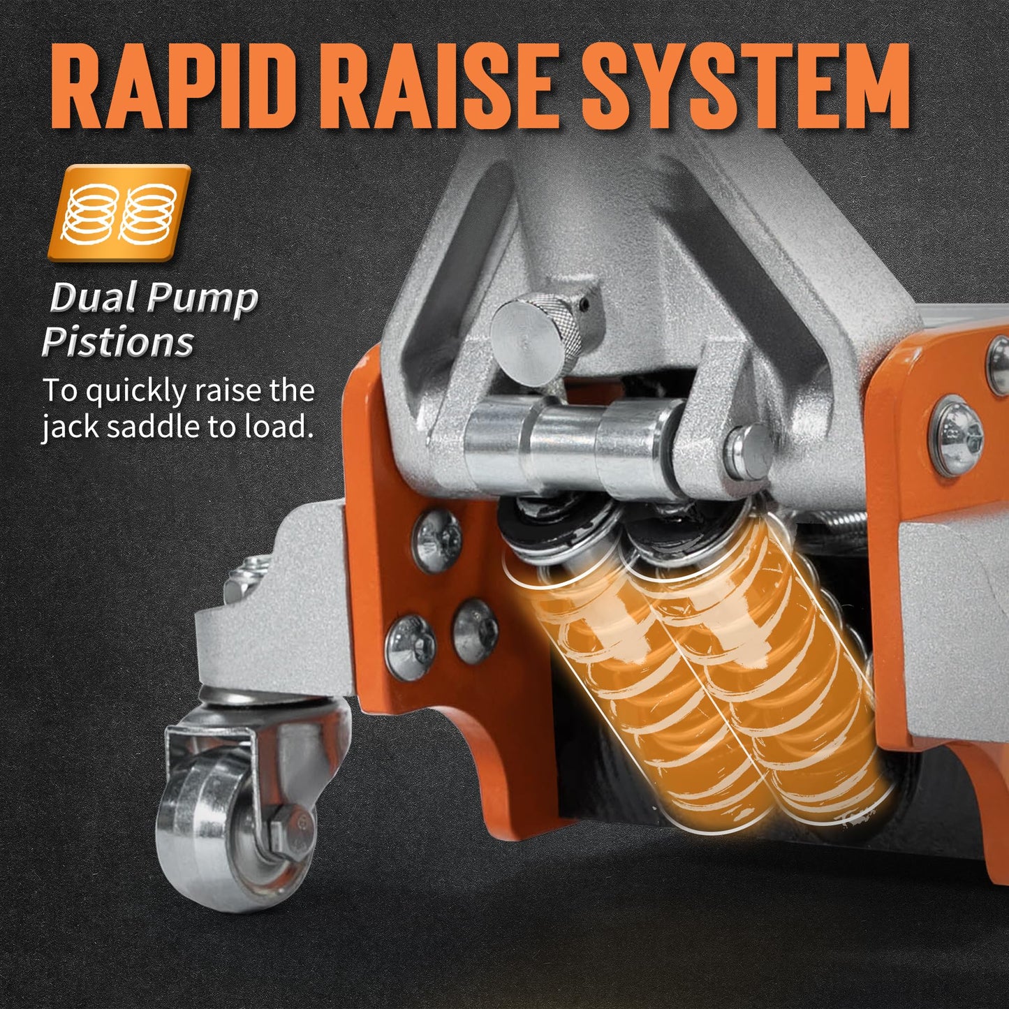 TONDA Floor Jack, 3 Ton Aluminum and Steel Low Profile Hydraulic Car Jack with Dual Pump System, Rapid Lift, Orange