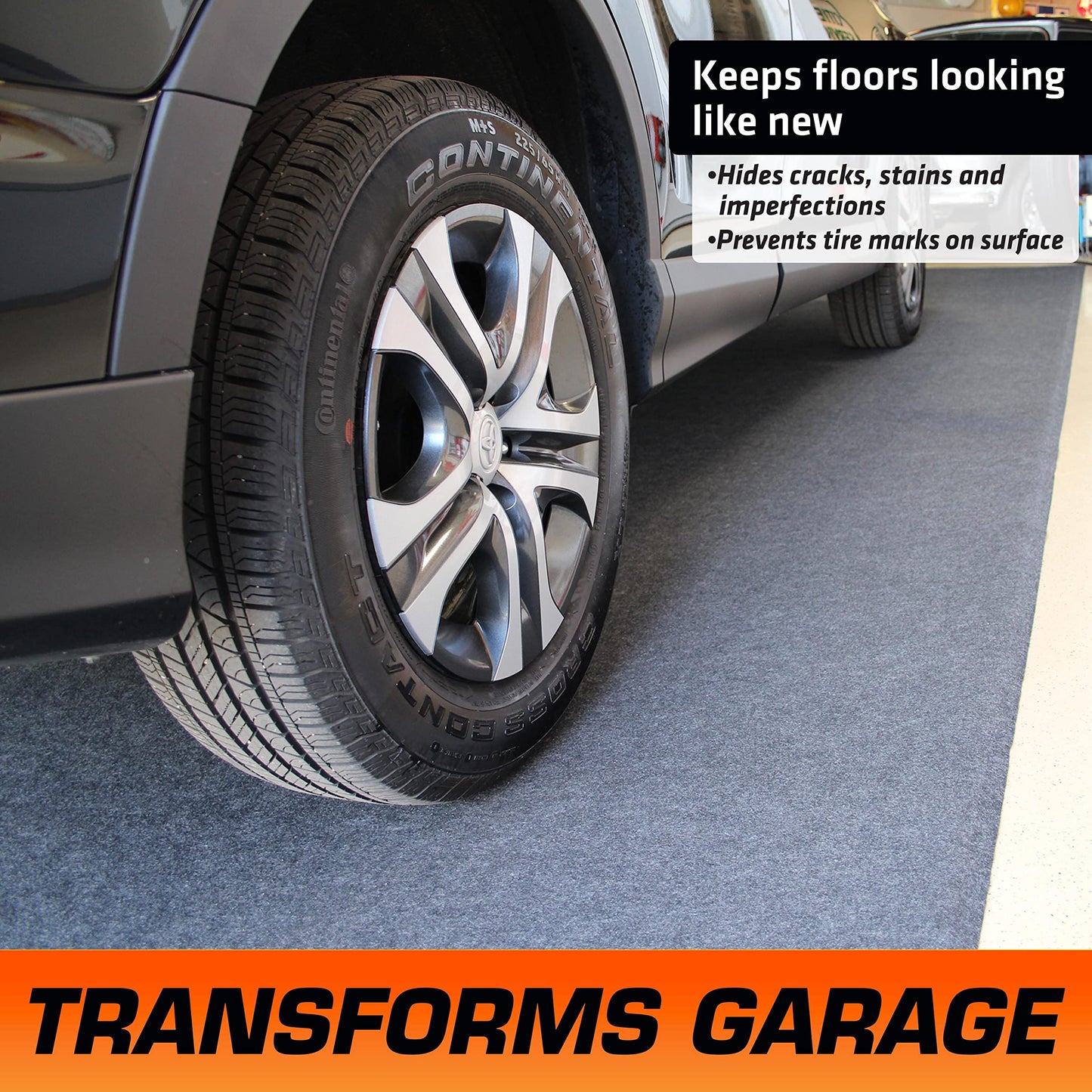 Armor All Original Garage Floor Mat, (17' x 7'4"), (Includes Double Sided Tape), Protects Surfaces, Transforms Garage - Absorbent/Waterproof/Durable (USA Made) (Charcoal)