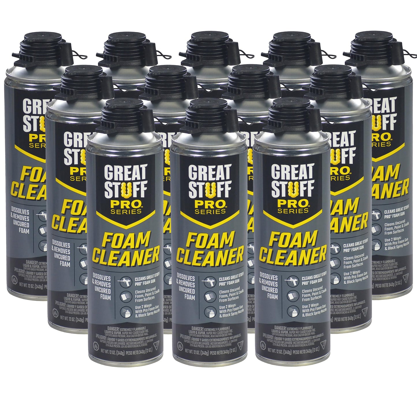 Great Stuff PRO Foam Cleaner 12oz - For Use With PRO Series Spray Foam Applicators - Pack of 12