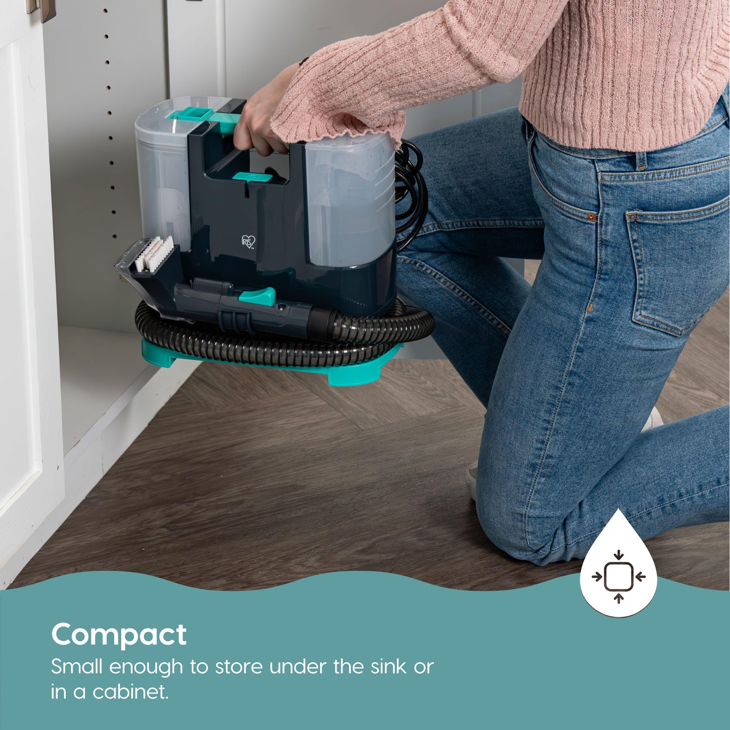 IRIS USA Carpet Spot Cleaner Machine 110V with Auto Spray for Low Pile Carpet, Couch, Sofa, Upholstery, Car Detailing, Shallow Berber Rug, Lightweight Portable Chemical-Free Stain Remover, 1000mL Tank