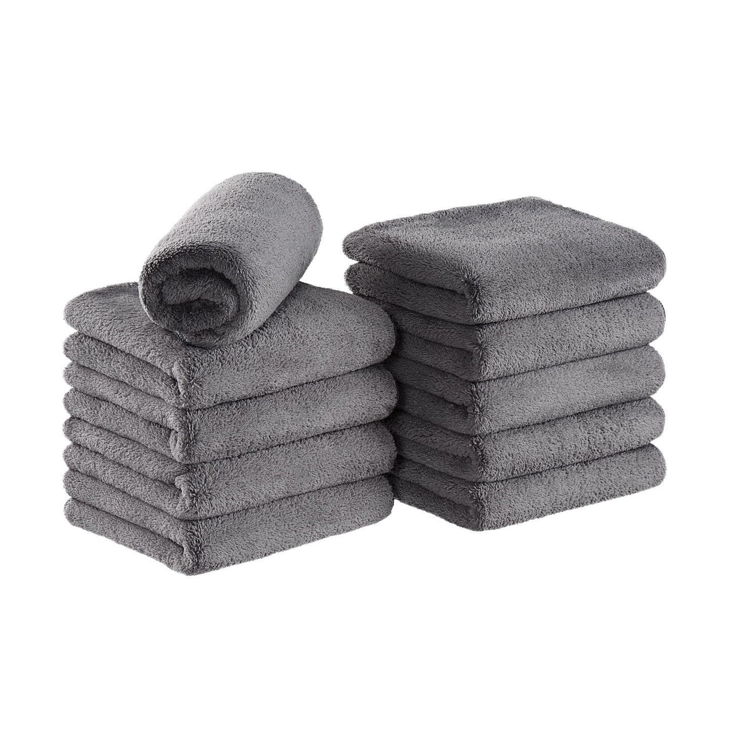 Arkwright Microfiber Coral Fleece Salon Towels Bulk - Case of 60 - Bleach Safe Resistant, Absorbent Hair Drying Towel Set, Perfect for Resort, Hotel, and Spa, 16 x 27 in, Grey