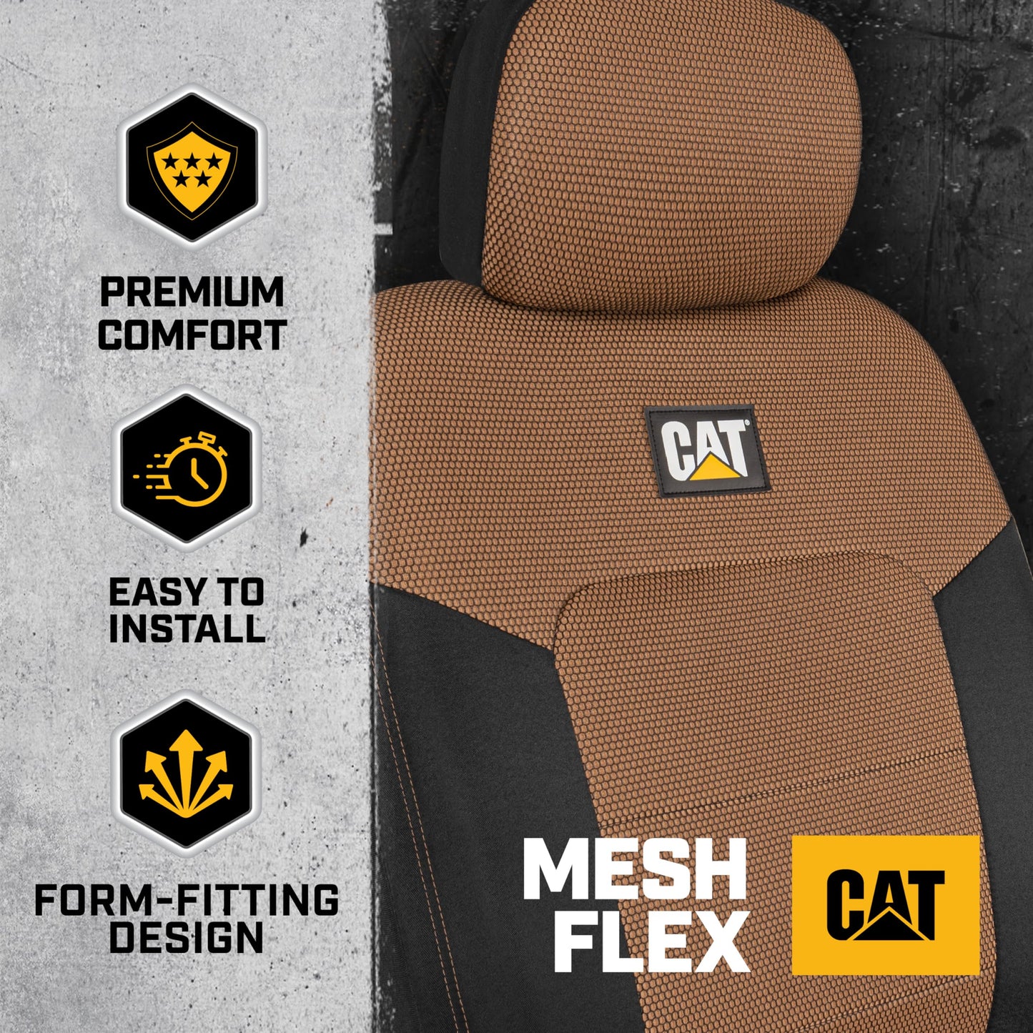 Cat® MeshFlex Automotive Seat Covers for Cars Trucks and SUVs (Set of 2) – Beige Car Seat Covers for Front Seats, Truck Seat Protectors with Comfortable Mesh Back, Auto Interior Covers
