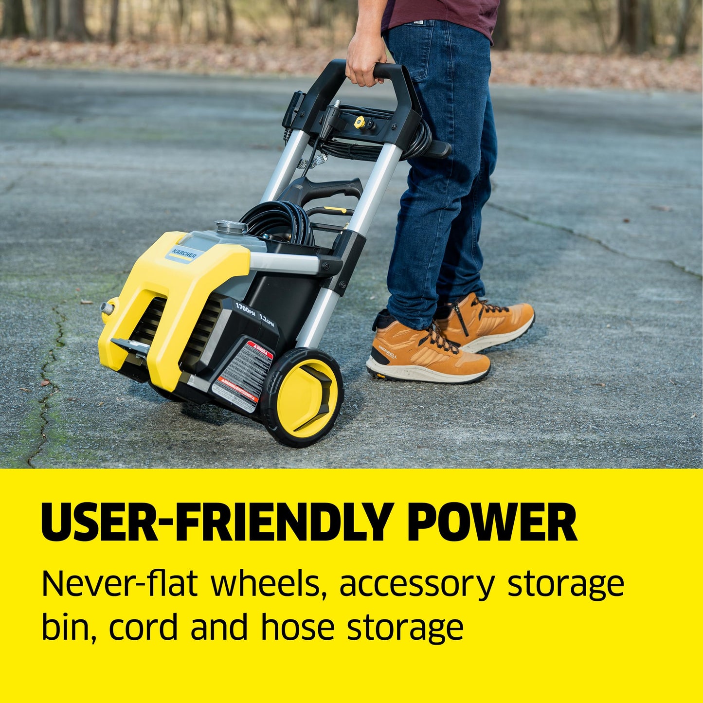 Kärcher Pressure Washer K1700, CETA Certified, 3 Spray Nozzles, Detergent Tank, for Cars, Driveways, Siding, Patios, 1.2 max. GPM