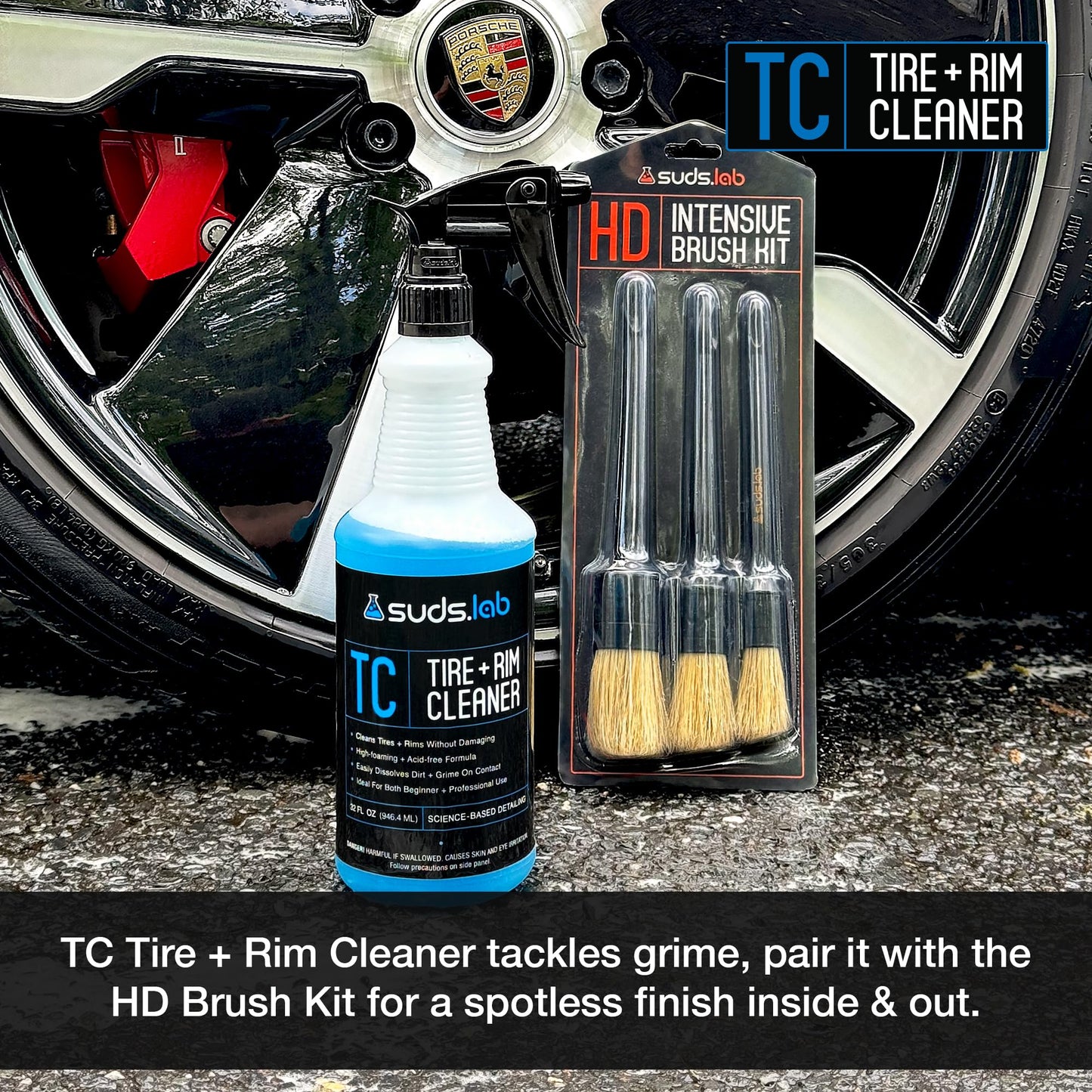 Suds Lab TC Tire and Rim Cleaner, Acid-Free Foaming Cleaning Solution, Safe for All Finishes, Home Car Detailing Wash