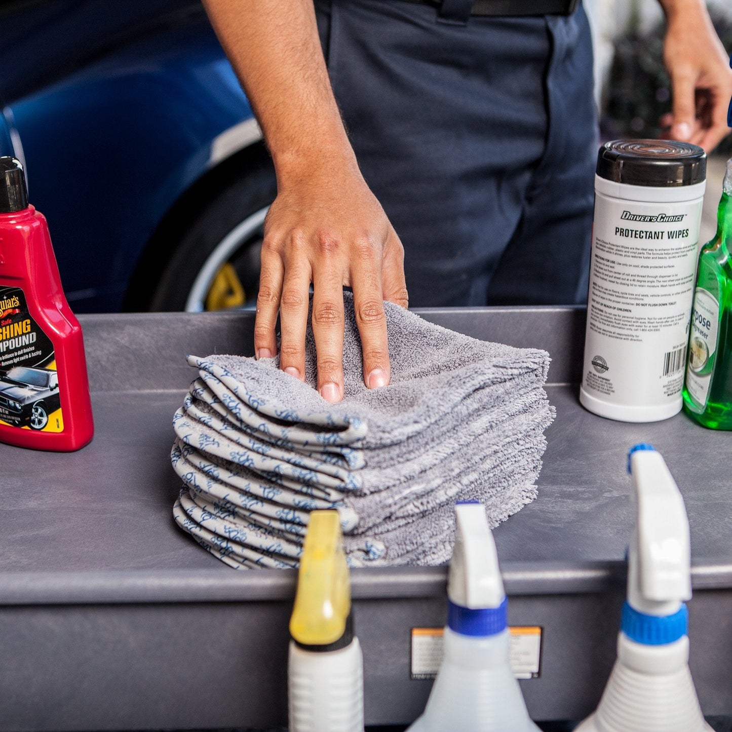 Detail Microfiber Car Towels Bulk (16"x 16")| 400 GSM | 80/20 Blend | Tagless | Soft Satin Piped Edges | All-Purpose Auto Detailing - Wax, Buff, Polish, Wash, Dry | Case of 144 (Gray)