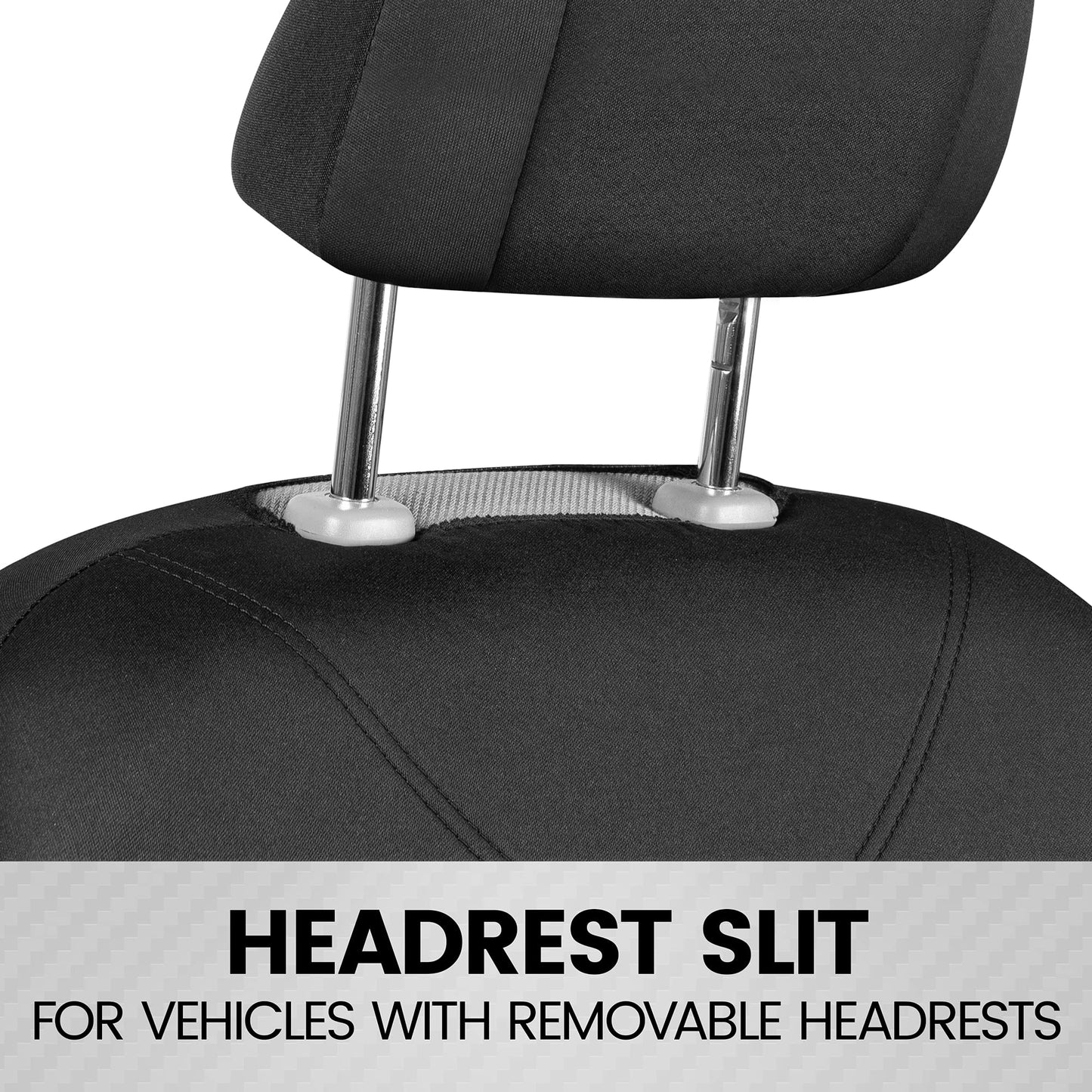 BDK Black Car Seat Covers Full Set - Universal Fit Matching Set Seat Covers for Trucks & Car Seat Protector for SUV - Front Seats, Rear Back Bench, & Headrest Seat Covers for Cars Interior Covers