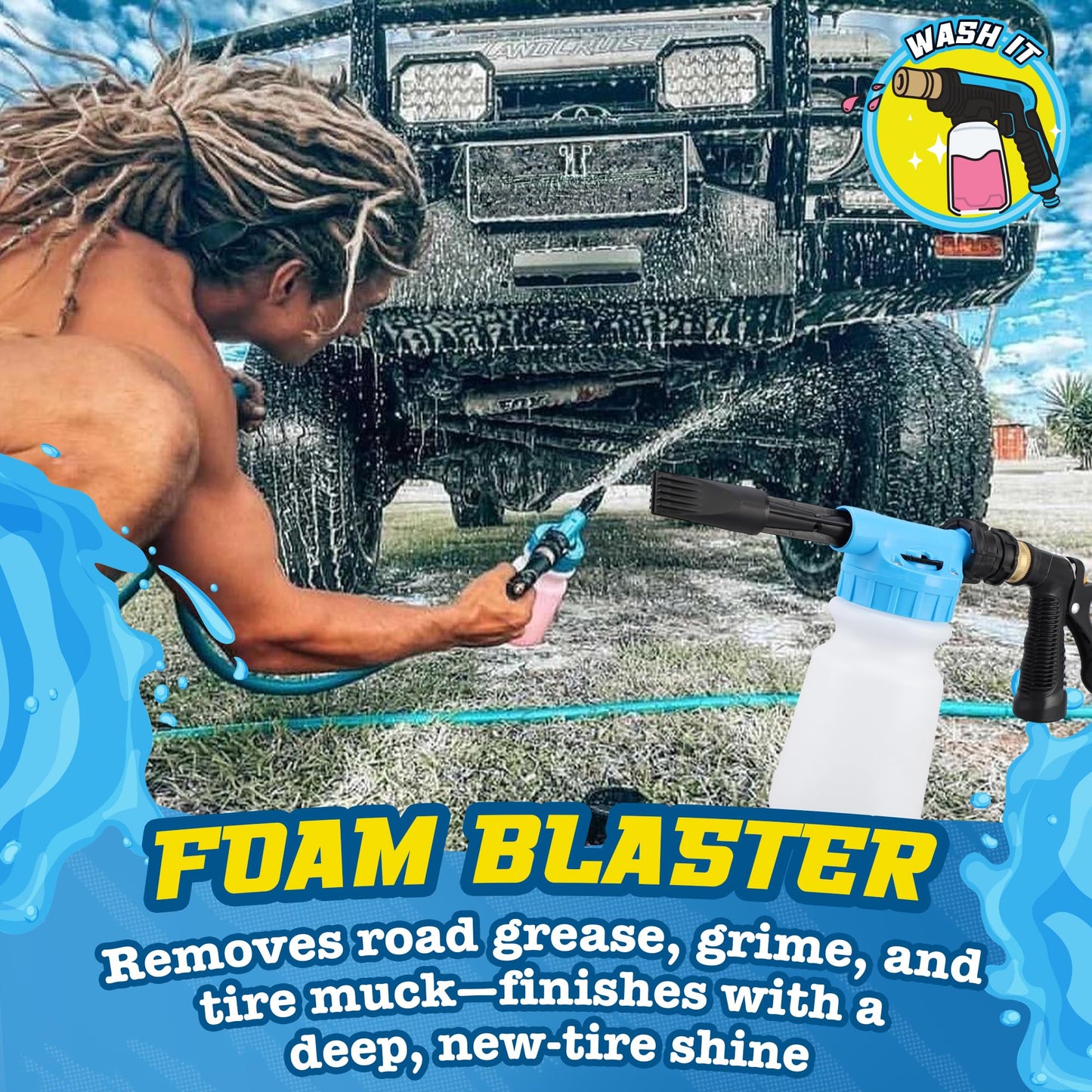 Salty Captain DIY Detailing Car Cleaning Kit – Car Wash Kit with 15L Bucket, Hand Mitt Towels, Brushes & 6x Cleaning Fluids – With Pressure Washer Snow Foam Cannon – Premium Quality & Easy to Use