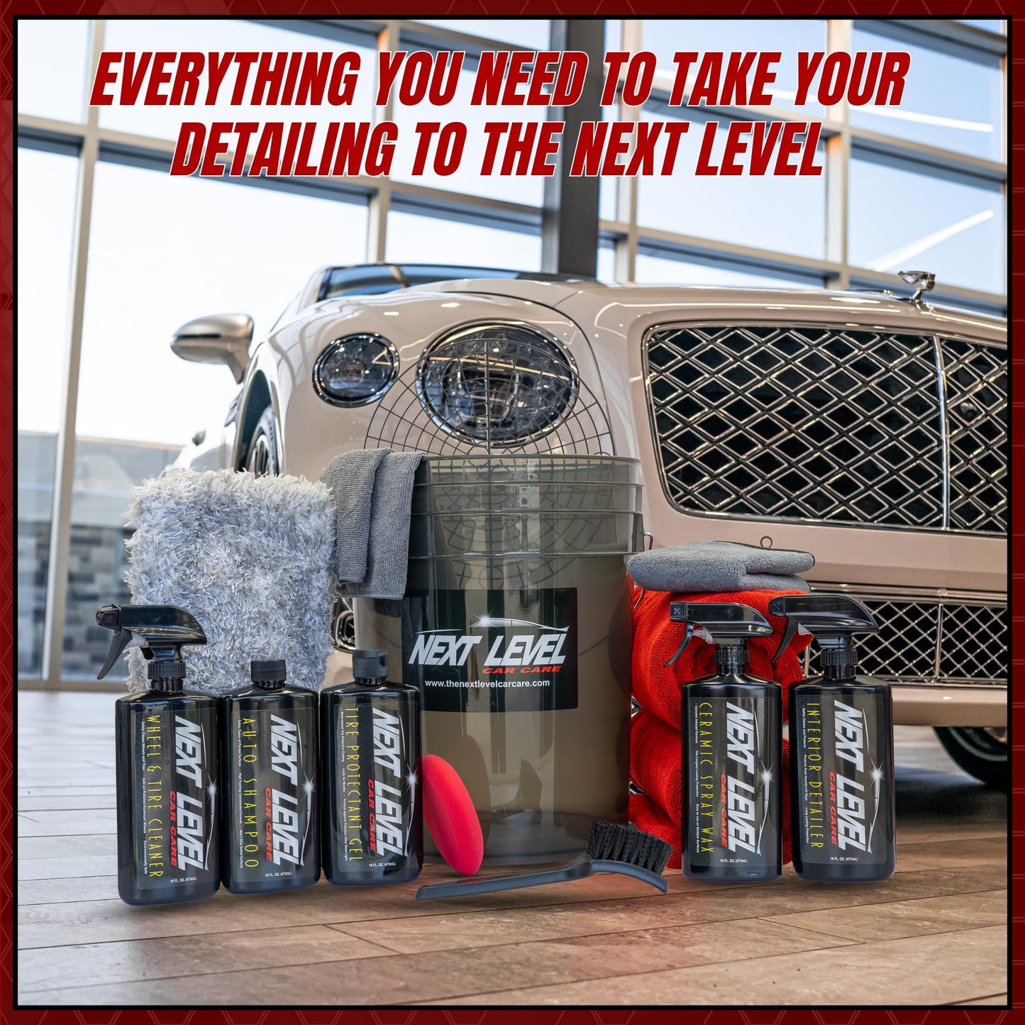 15 pcs Professional Car Detailing Kit - Includes 5-Gallon Bucket with 5 Premium Products & High-End Towels - Works with Foam Cannon - Ultimate Gift for Car Lovers