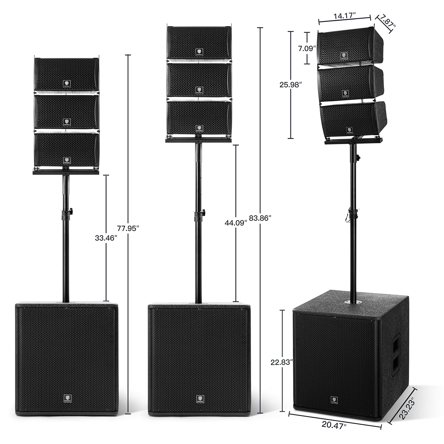PRORECK Club 8000 18-inch 8000W P.M.P.O Stereo DJ/Powered PA Speaker System Combo Set 6 Line Array Speakers and Two 18 inch Subwoofers with Bluetooth/USB Drive Read/SD Card/Remote Control