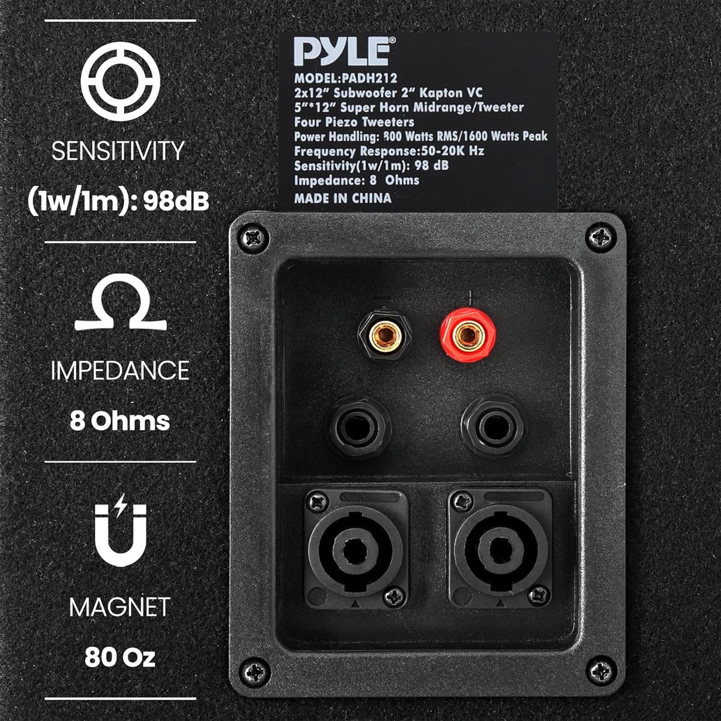 Pyle Portable Cabinet PA Speaker System - 1600 Watt Outdoor Stereo Sound Speakers w/ Dual 12" Woofers, 3.4" Piezo Tweeters, 5"x12" Super Horn Midrange, Crossover Network