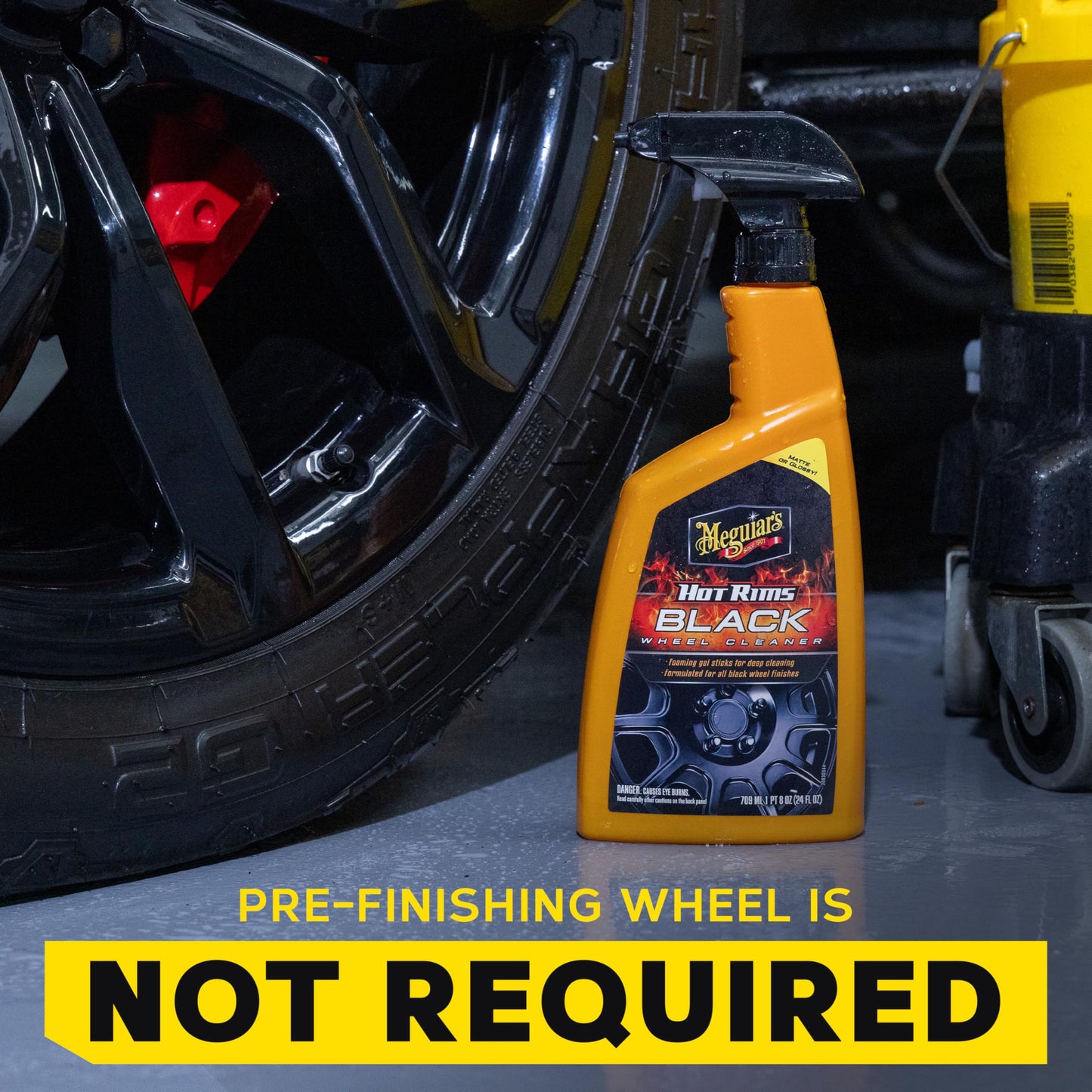 Meguiar's Hot Rims Black Wheel Cleaner, Deep Foaming Gel Specially Formulated to Effectively Clean Matte, Gloss, Satin, and Chrome Black Wheels, 24 Oz Spray Bottle