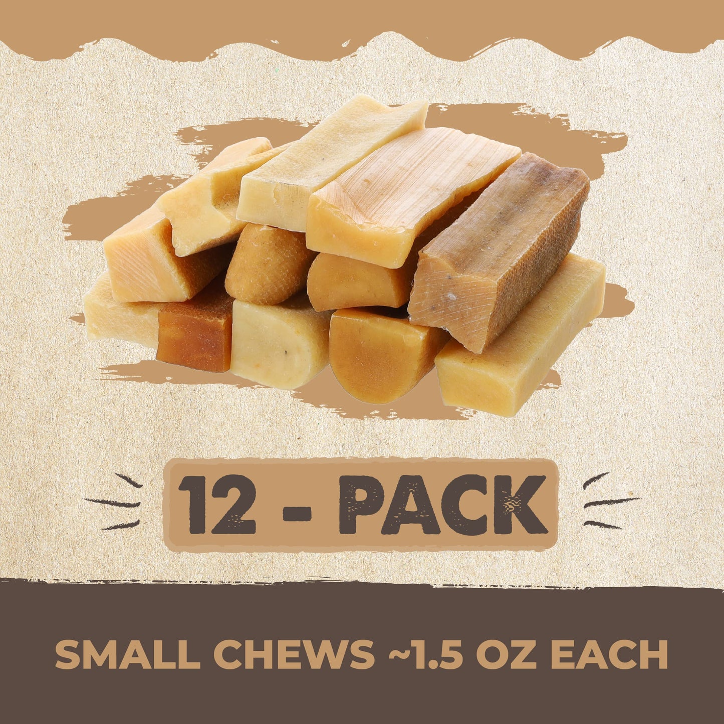 Mighty Paw Yak Cheese Chews for Dogs | All-Natural Long Lasting Pet Treats. Odorless and Great for Oral Health. Limited-Ingredient Chews for Puppies & Power-Chewers (Small, 12 Pack)
