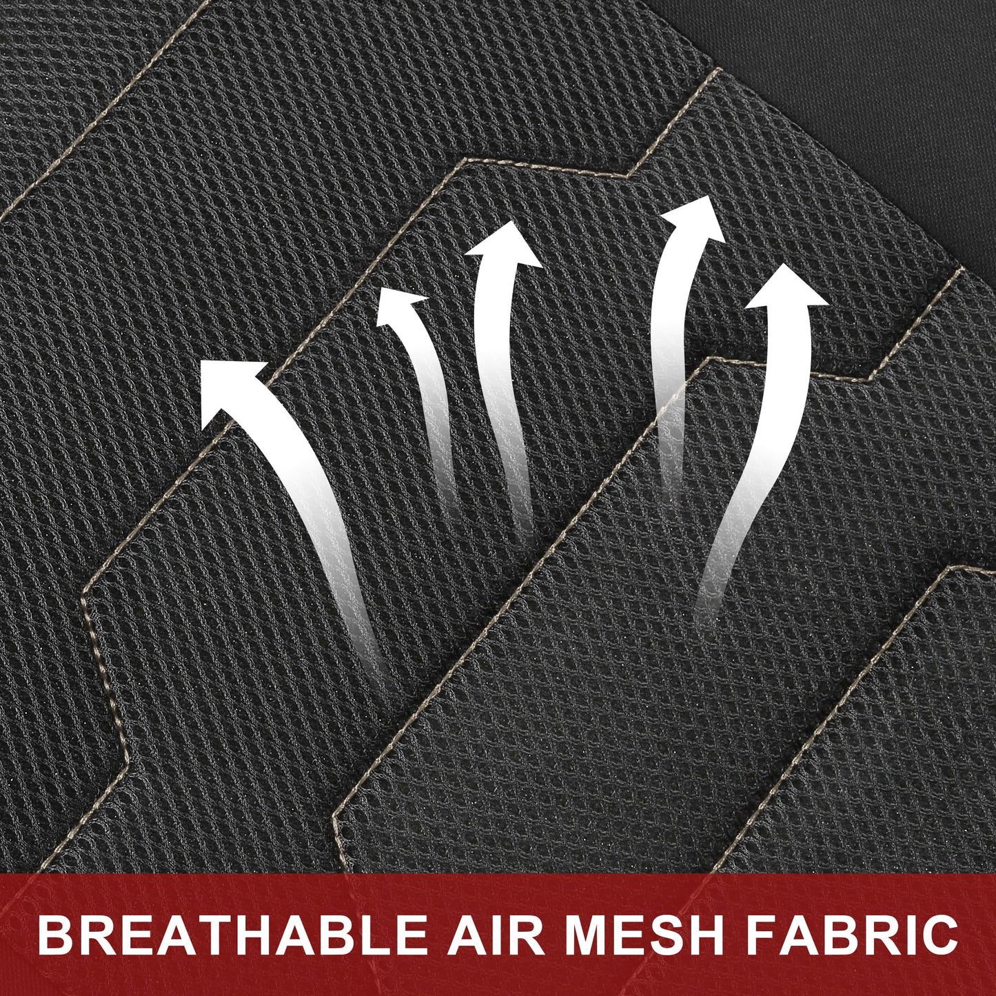 CAROMOP Breathable Car Seat Covers Full Seats,3D Air Mesh Cloth Seat Covers for Cars, Split Bench Compatible Car Interior Covers, Universal Fit Most Car Sedan Truck SUV(Black/Beige)