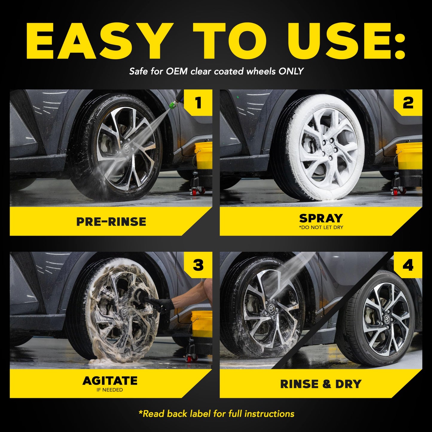 Meguiar's Hot Rims Foaming Wheel & Tire Cleaner - Combines a Wheel and Tire Cleaner in One Product that Quickly Powers through Brake Dust and Grime on OEM Clear Coated Wheels, 20 Oz Foam