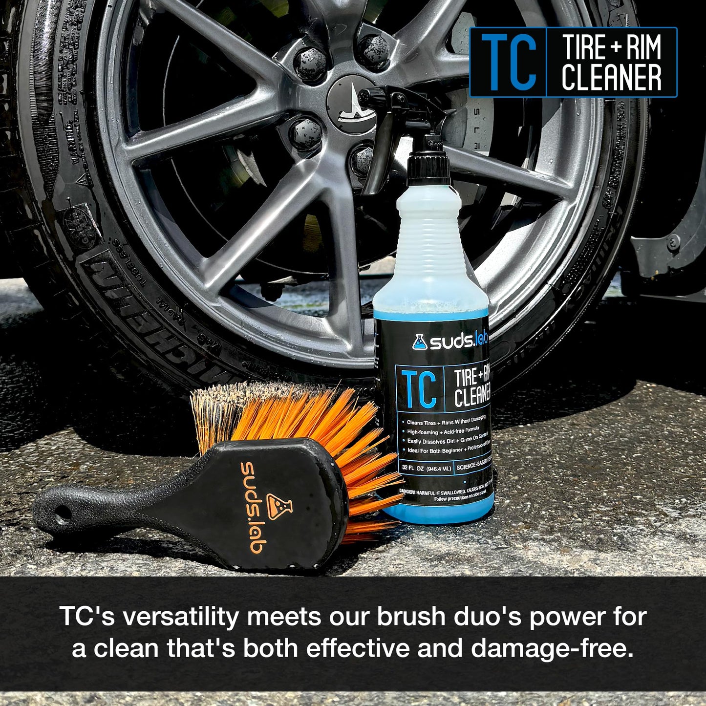 Suds Lab TC Tire and Rim Cleaner, Acid-Free Foaming Cleaning Solution, Safe for All Finishes, Home Car Detailing Wash